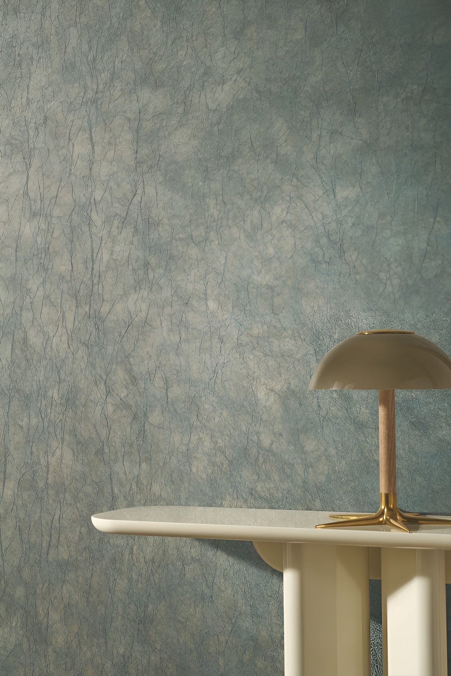 Structuurtextielbehang met plooien OXEA - CÉLADON PLATINE seledyn platynowy