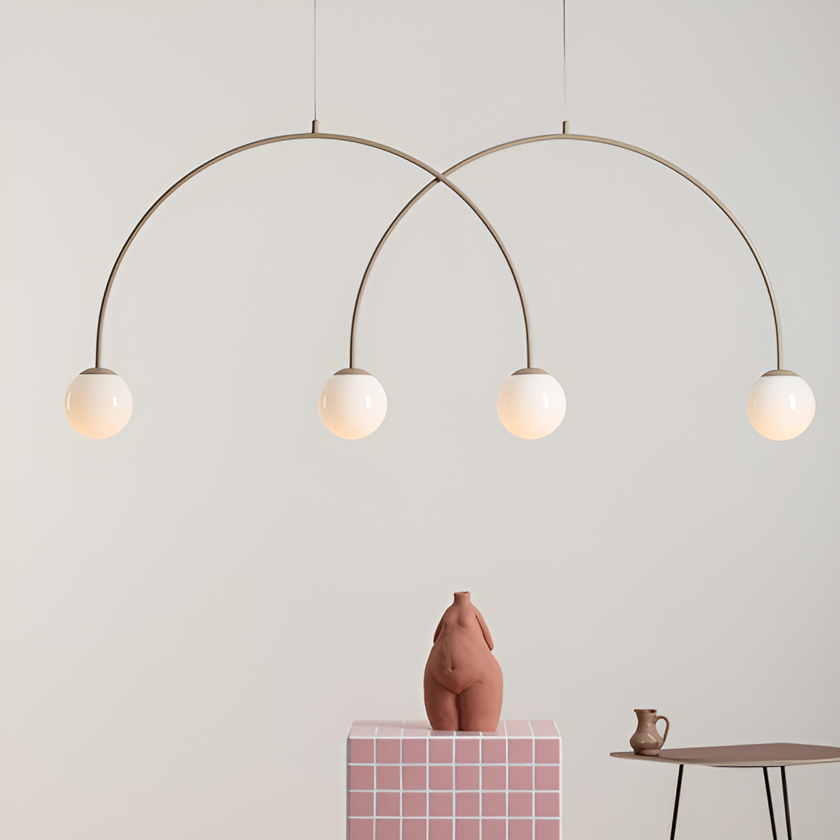 UNA DUO beige hanging lamp