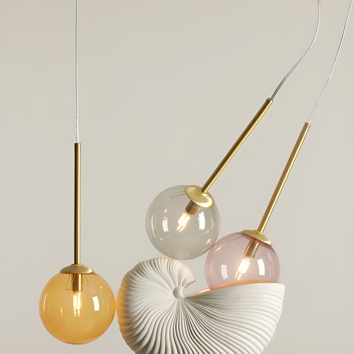 Barefoot hanging lamp Trio colorful glass