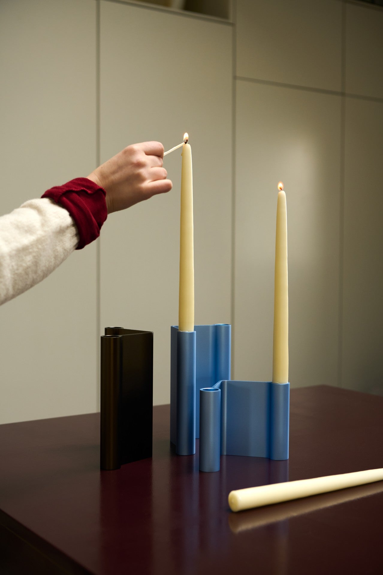 Candleholder PAIR lichtblauw