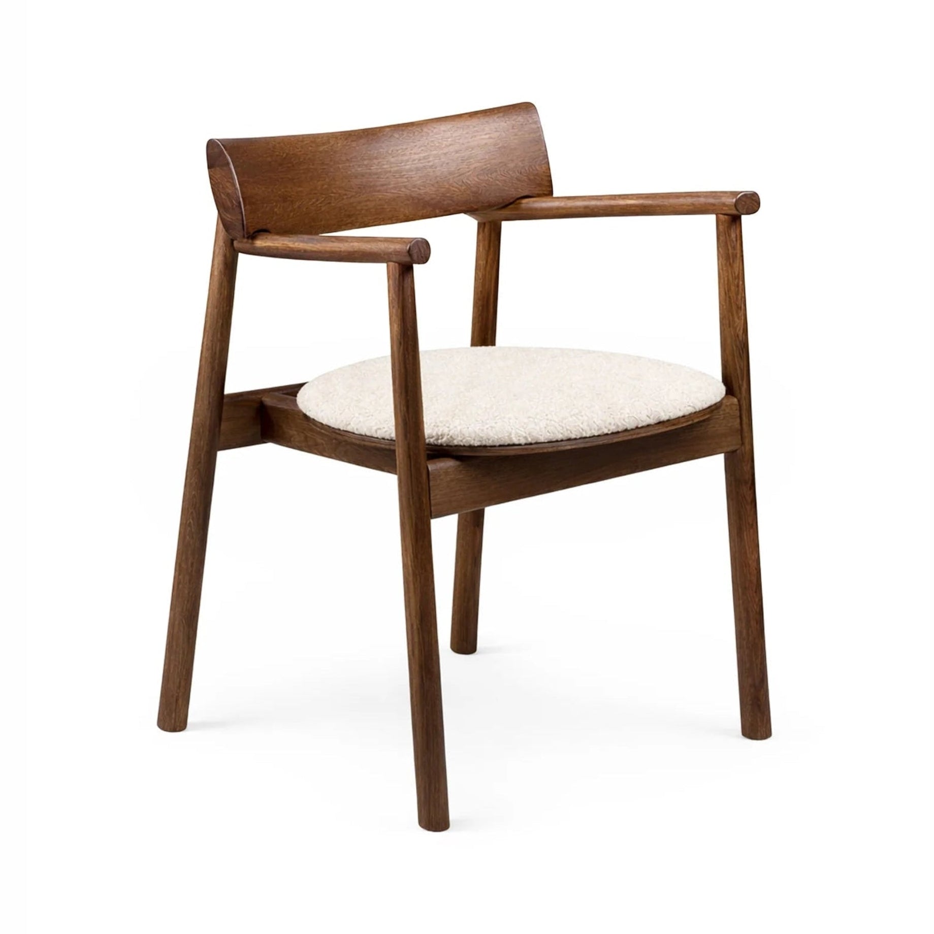 Stuhl ELIPSA SOFT dunkles Eichenholz mit sandfarbenem Bouclé