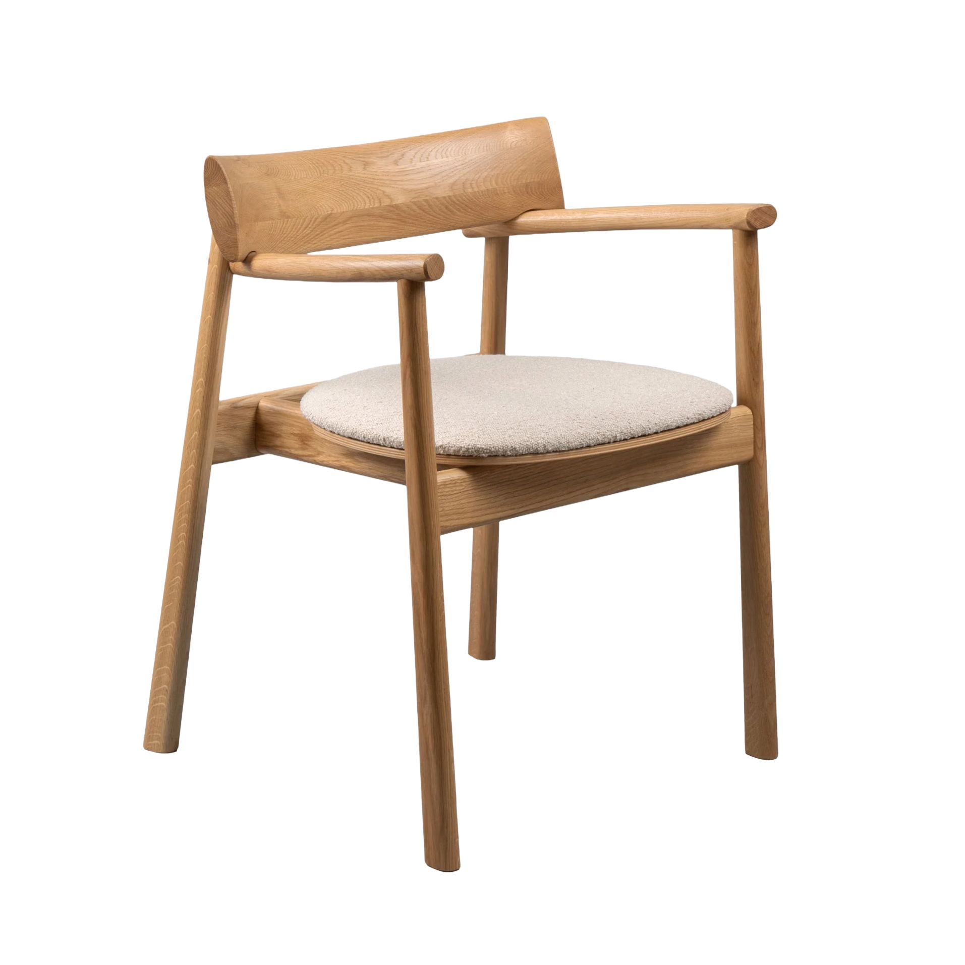 ELIPSA SOFT stoel van eikenhout en zandkleurige boucle