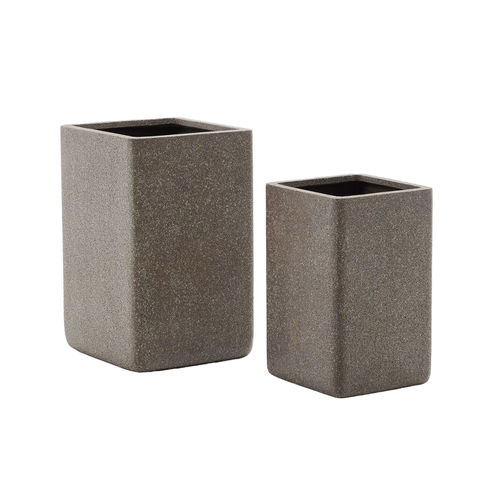 Hoge bloempotten set MINOA bruin polycement