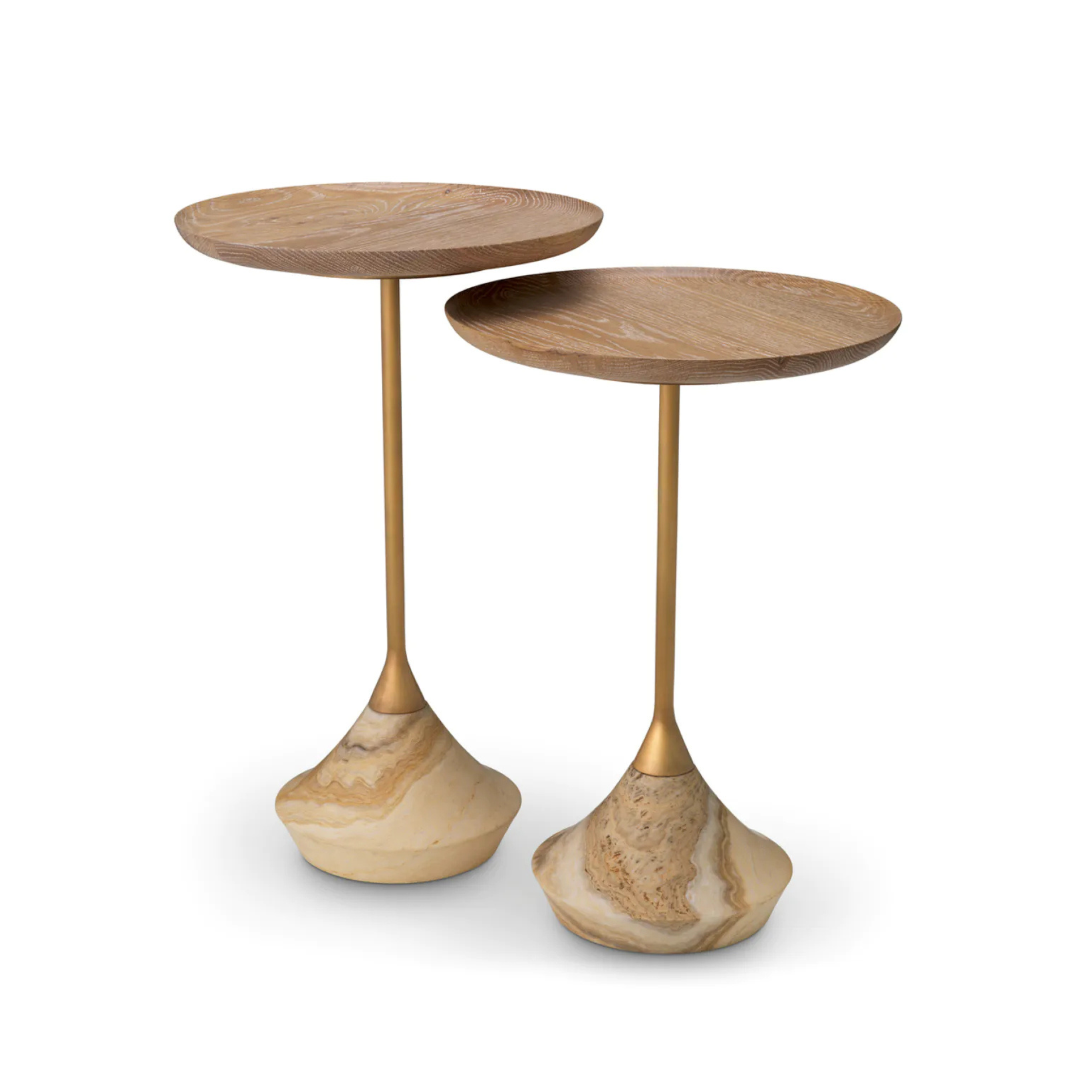 Set van tafels PUGLIA eikenhout met onyx basis