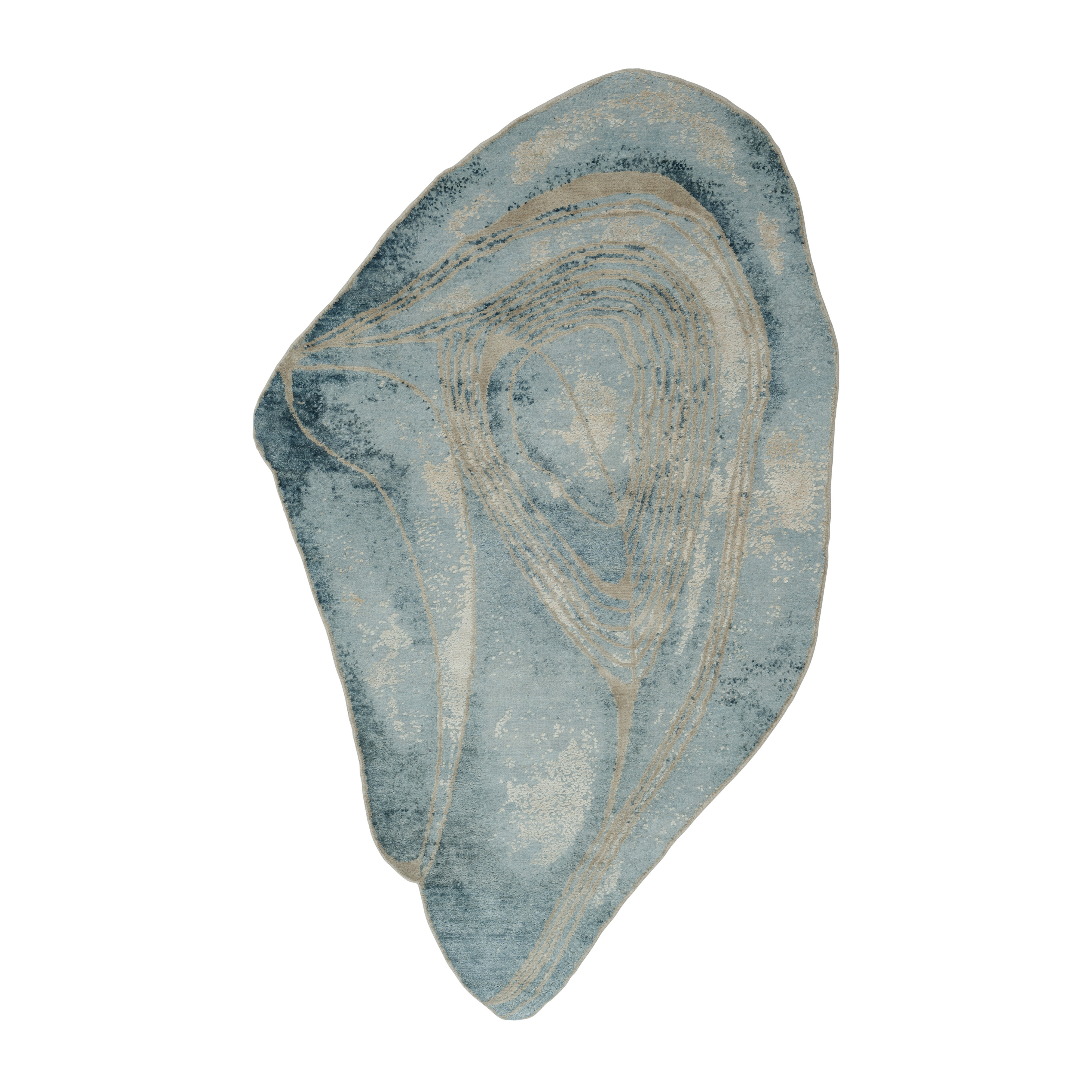 Vloerkleed HUSHED WAVE blauw met beige