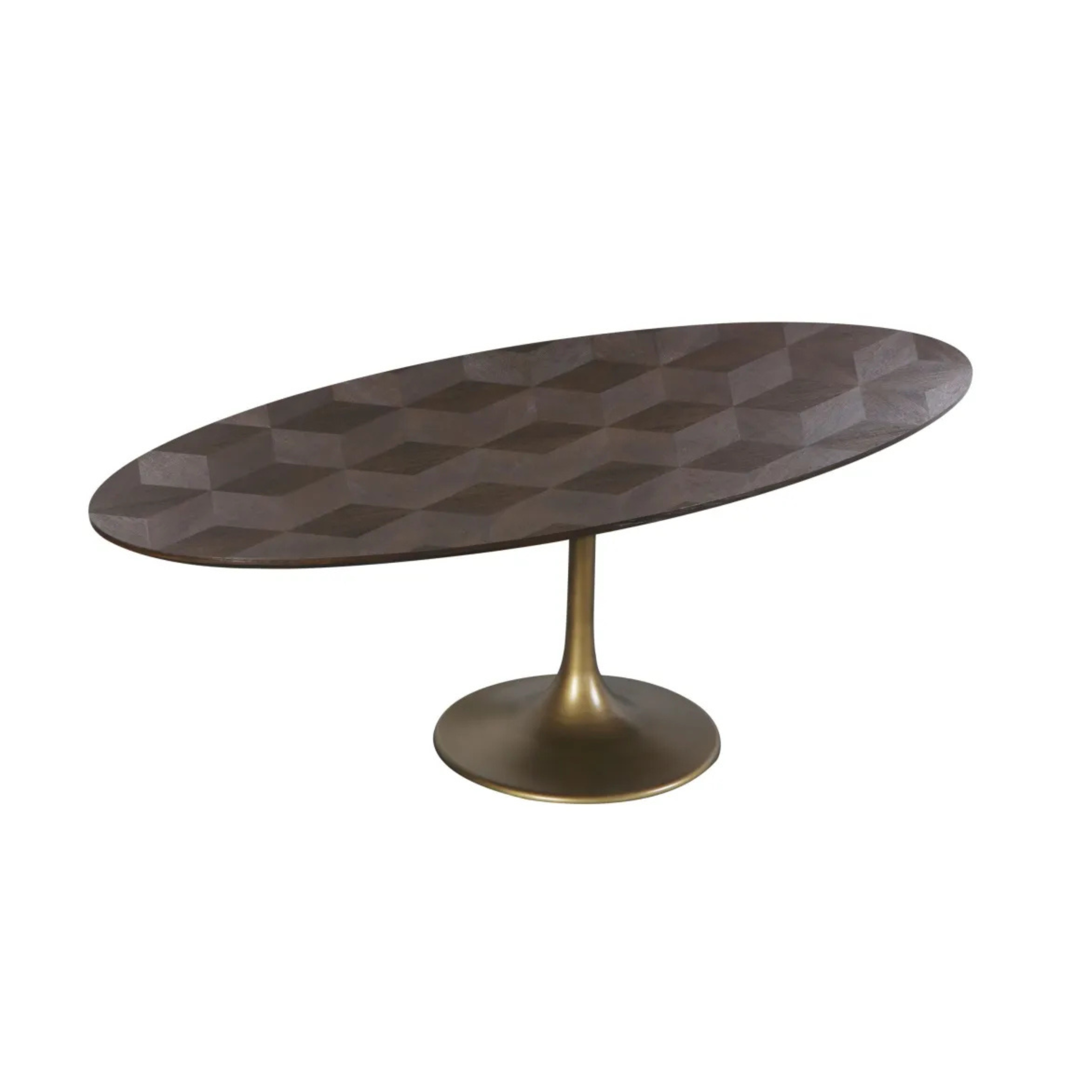 Ovale tafel LUXOR bruin met gouden voet