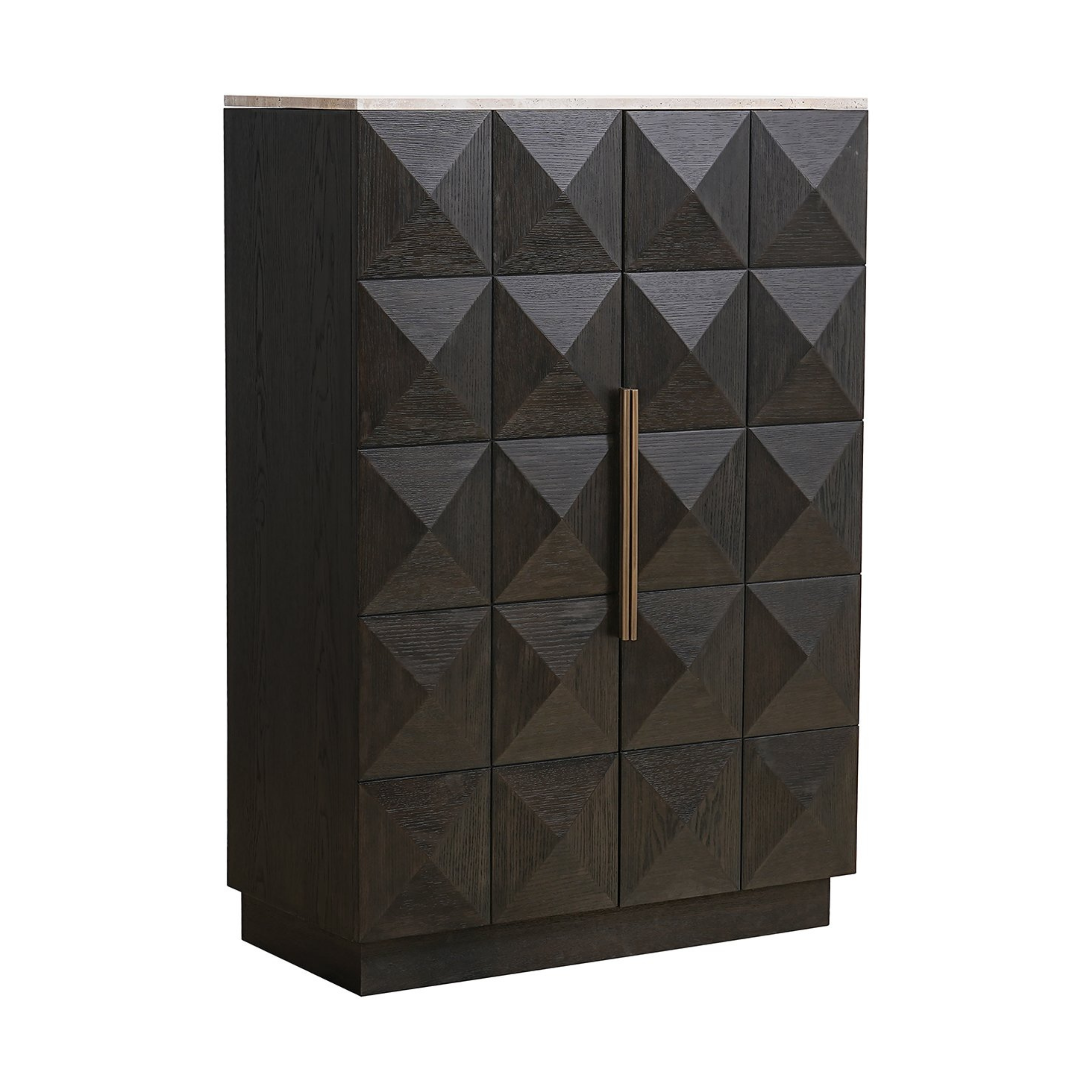 High Chest of Drawers CLAREMONT brown with beige stone