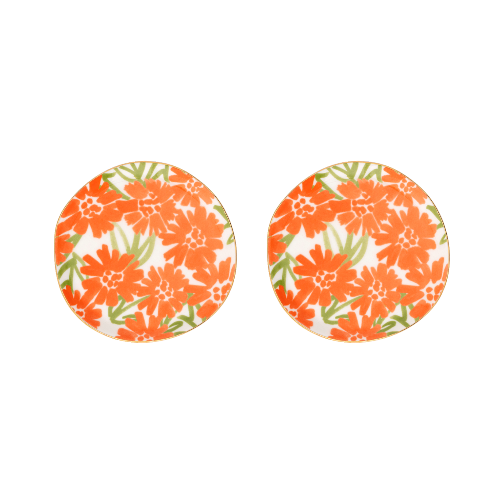 Teller-Set GOOD MORNING mit orangefarbenem Blumenmotiv