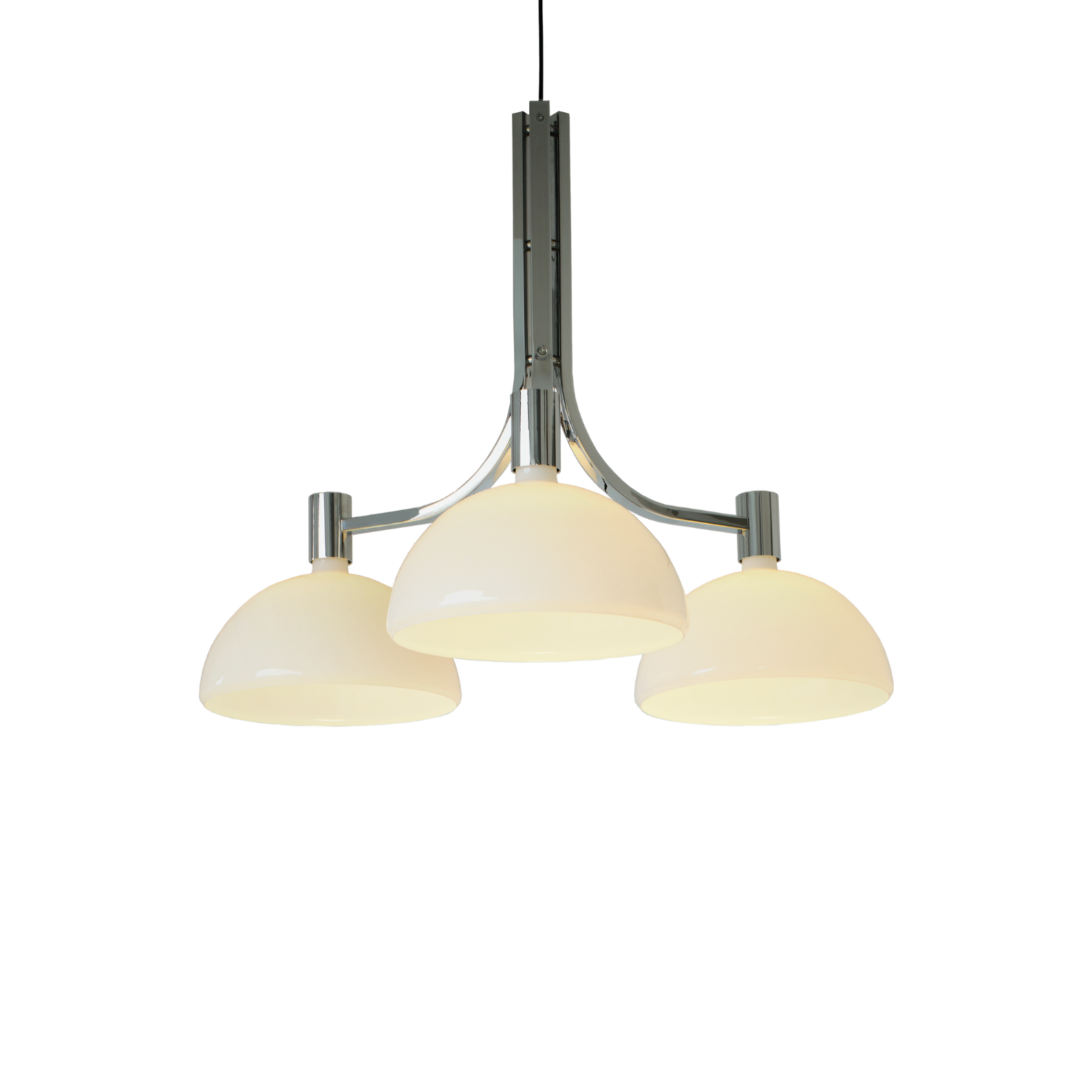 Kroonluchter AS43C chroom met wit glas