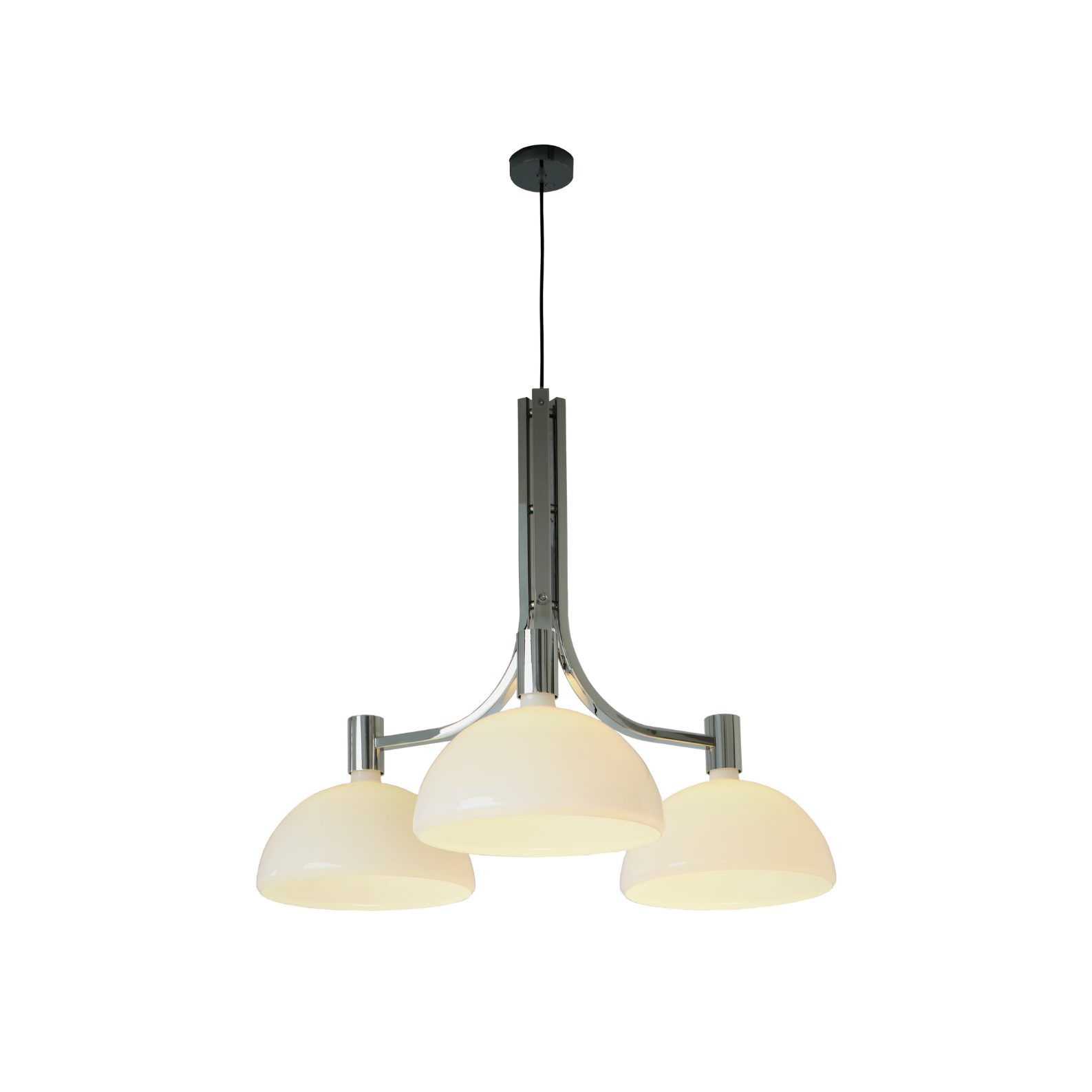 Kroonluchter AS43C chroom met wit glas