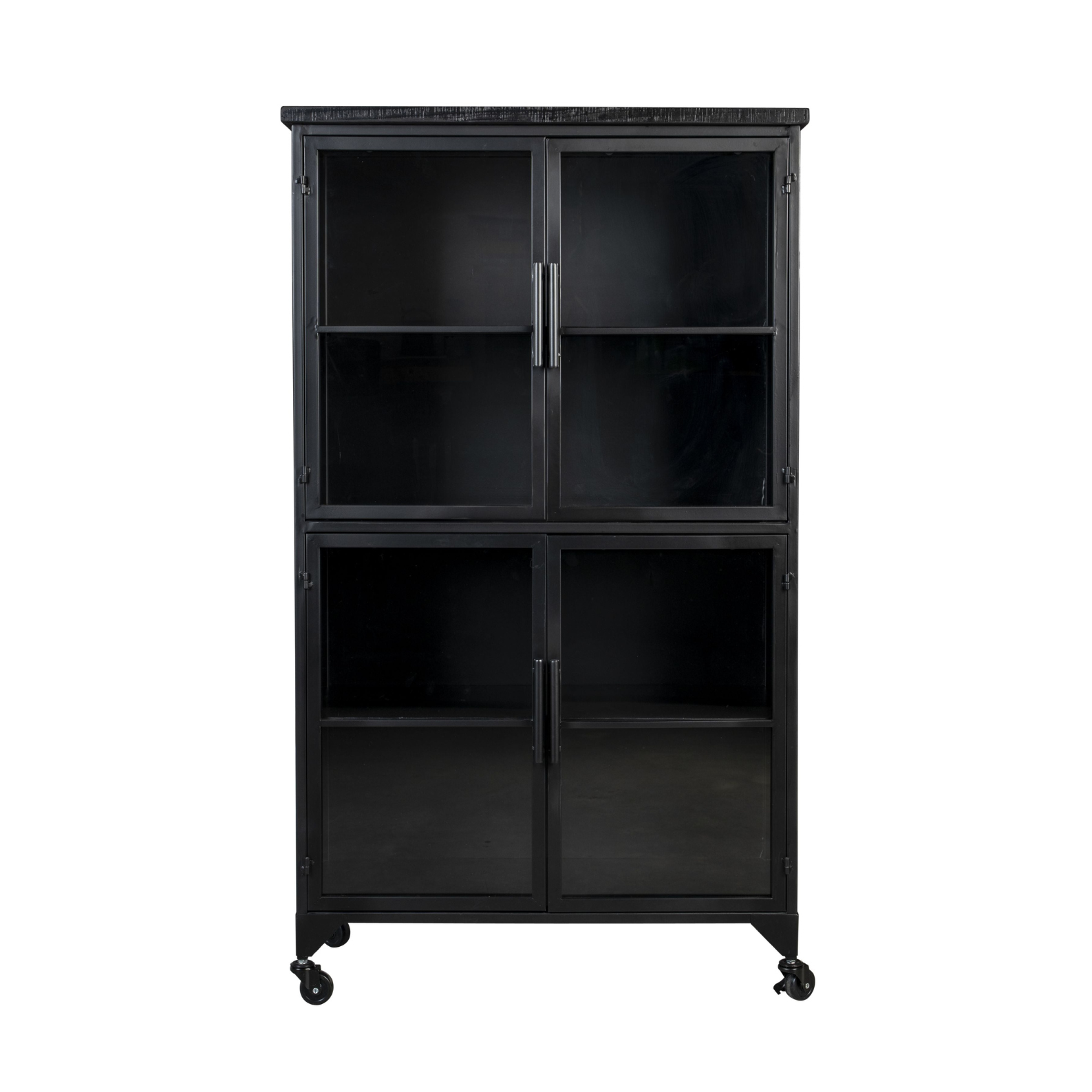 Zwarte FERRE 4-deurs vitrinekast