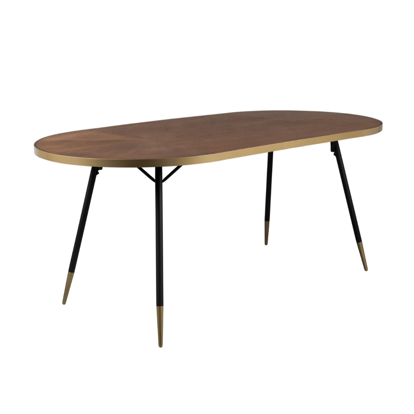 Ovale tafel DENISE van essenhout met zwarte basis