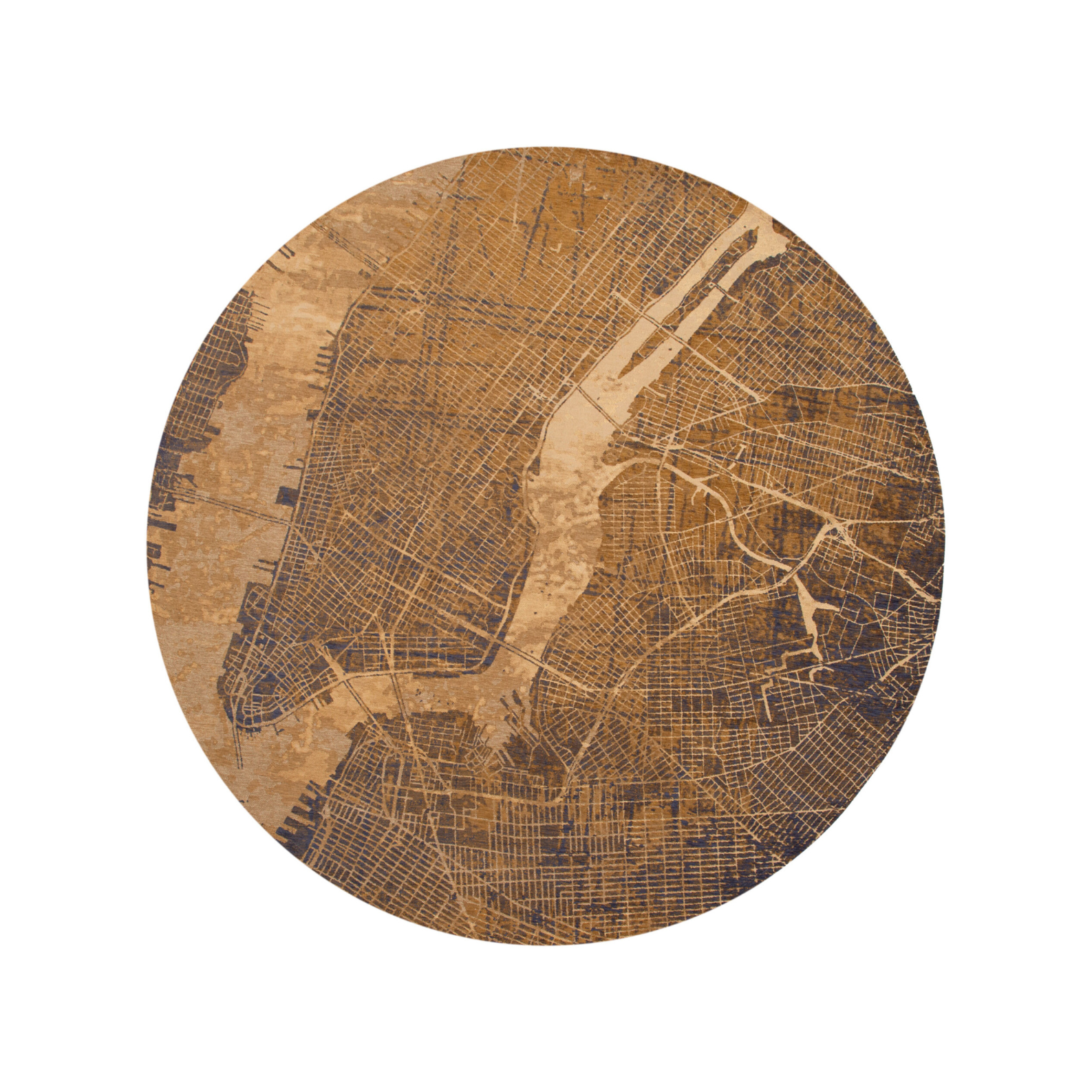 Ronde tapijt CITIES NEW YORK GATSBY GOUD bruin