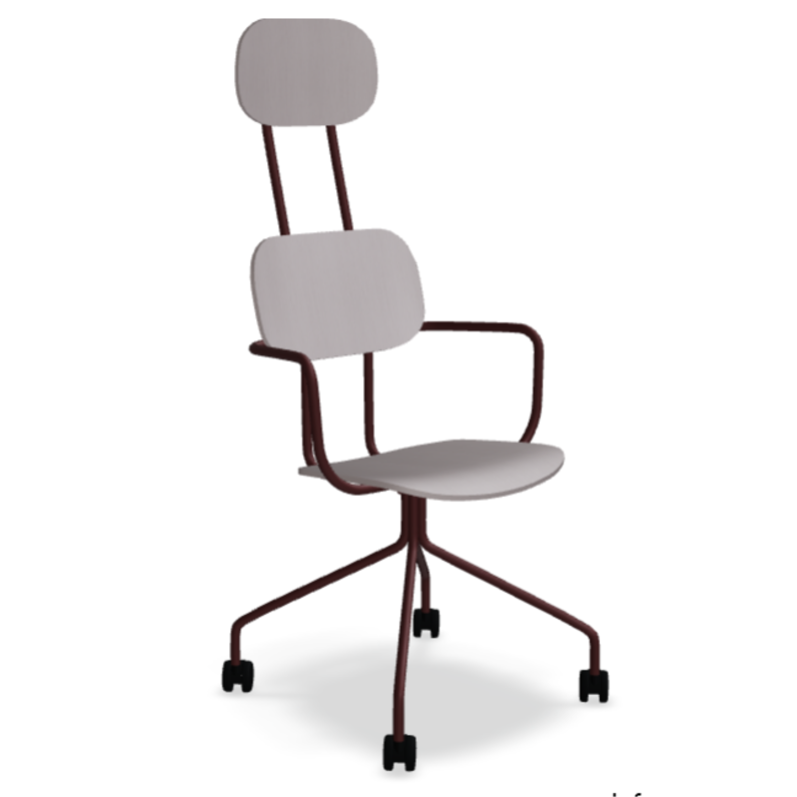 Bureau stoel met hoofdkussen NEW SCHOOL bordeaux basis met wielen