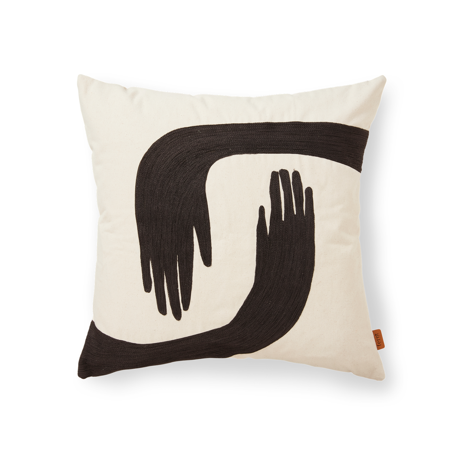 Kussen POSE beige met koffieprint