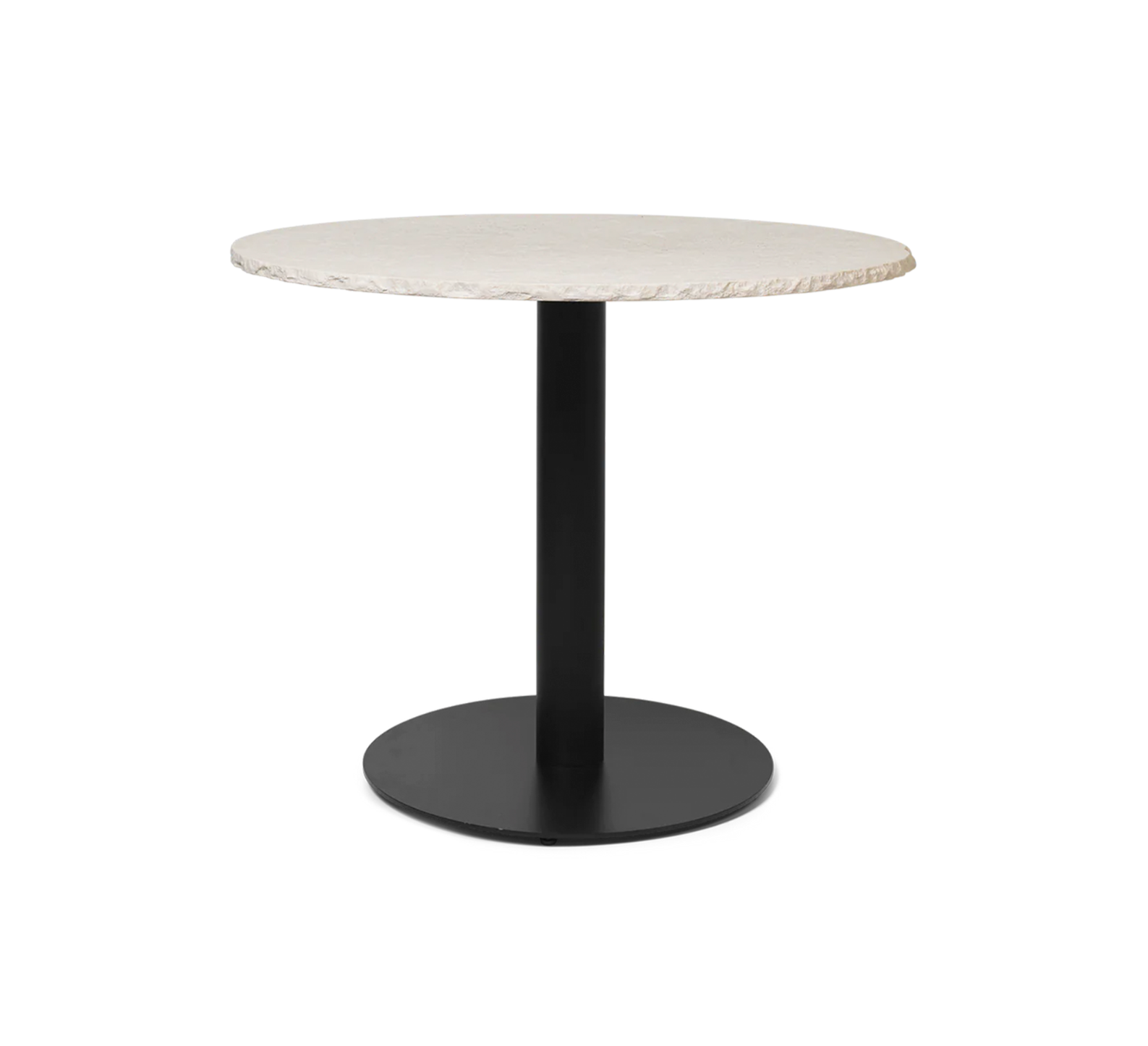 Ronde tafel MINERAL witte marmer met zwarte basis