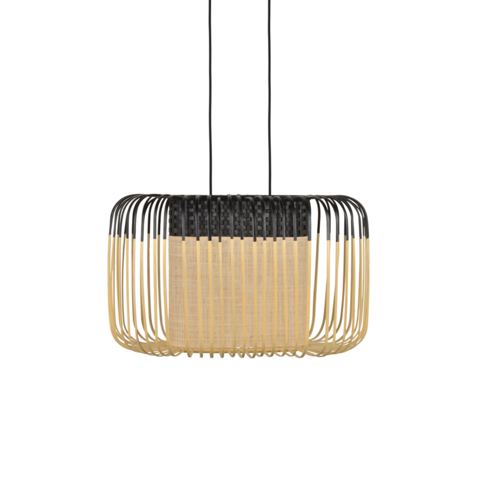 Ovale hanglamp BAMBOO zwart