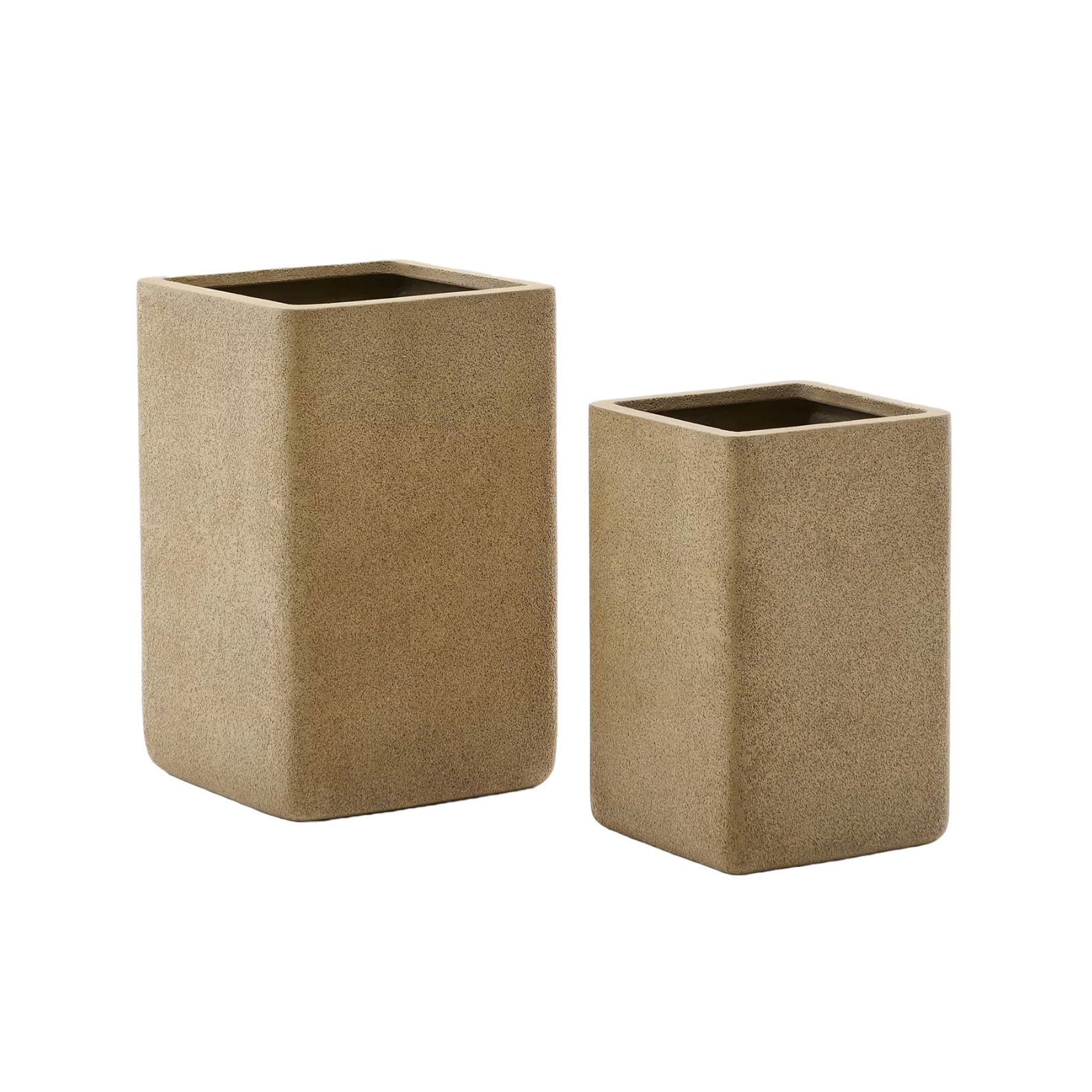 Hoge plantenpotten set MINOA mosterdkleurig polycement