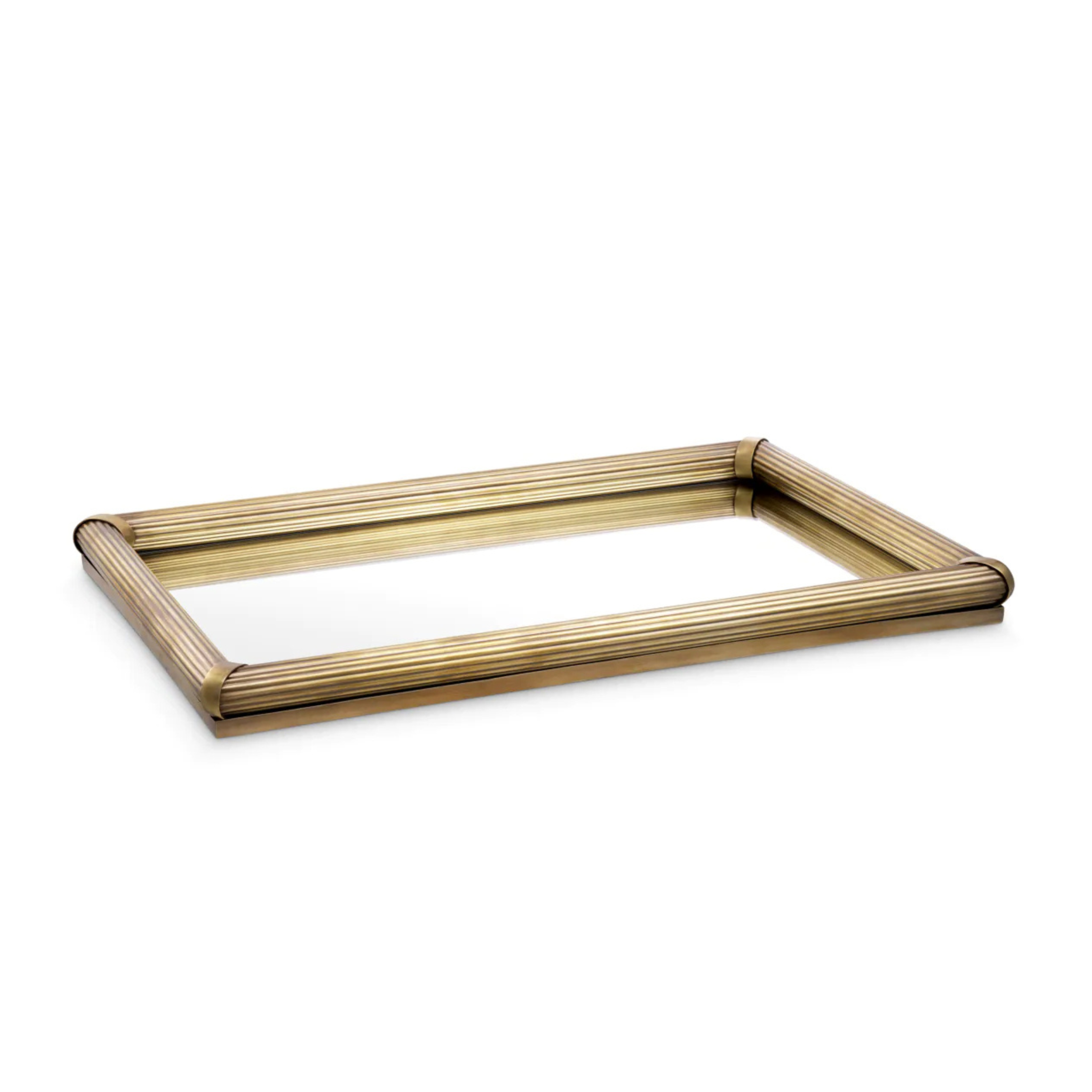 Glass tray LENORA antique brass