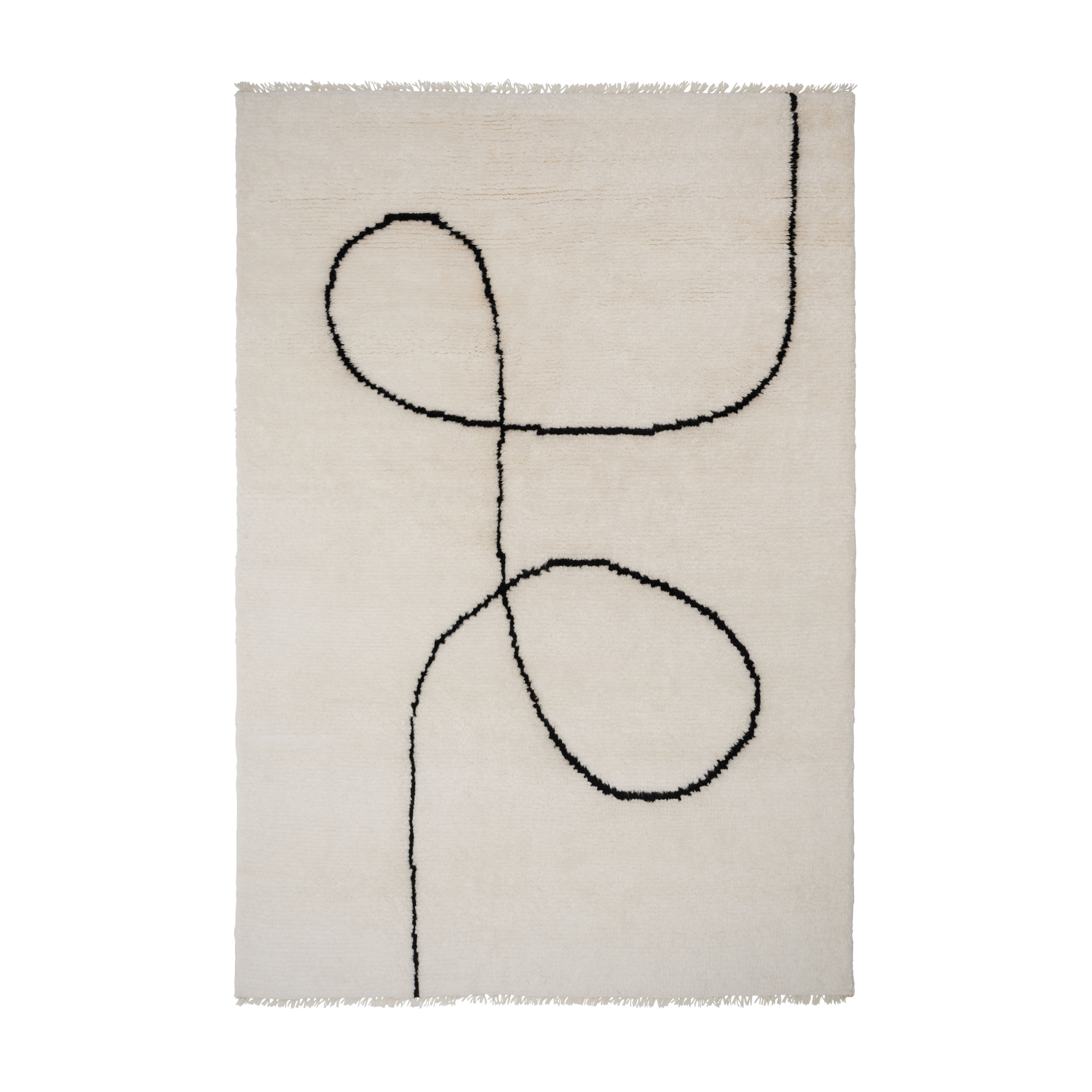 Teppich ASTRAL SPIRAL gebrochenes Weiß mit schwarzem Muster