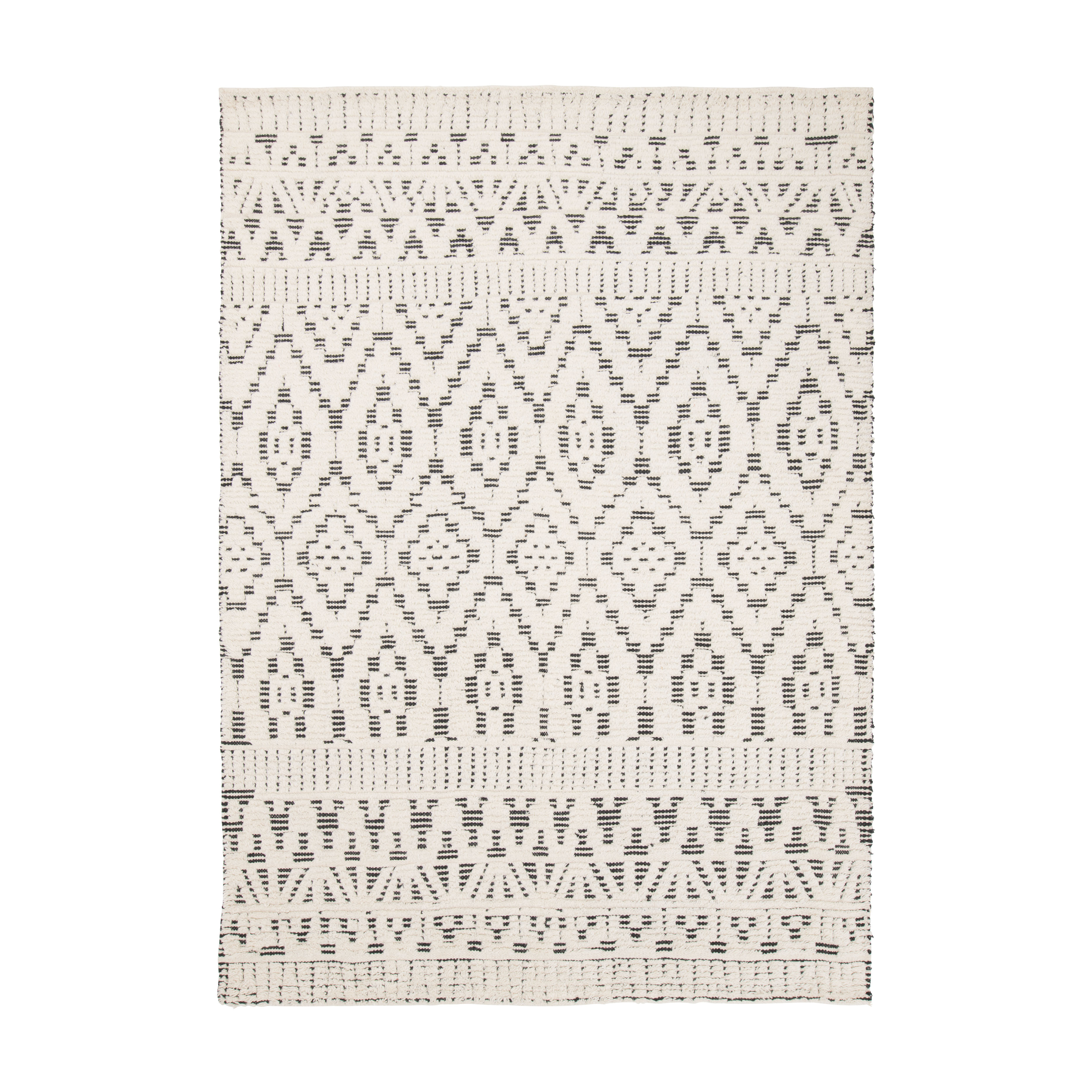Teppich ZELBIO weiß mit schwarzem Muster