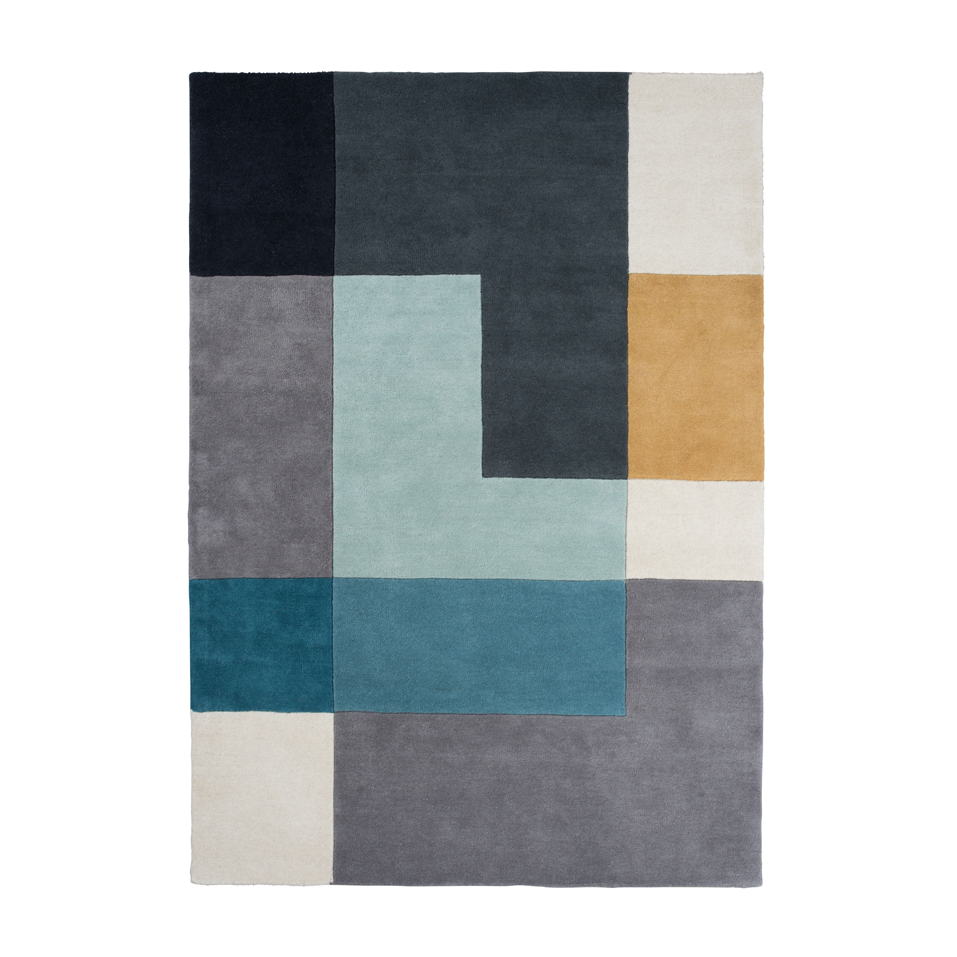 OMETRI Rug - AQUA gray with sea green