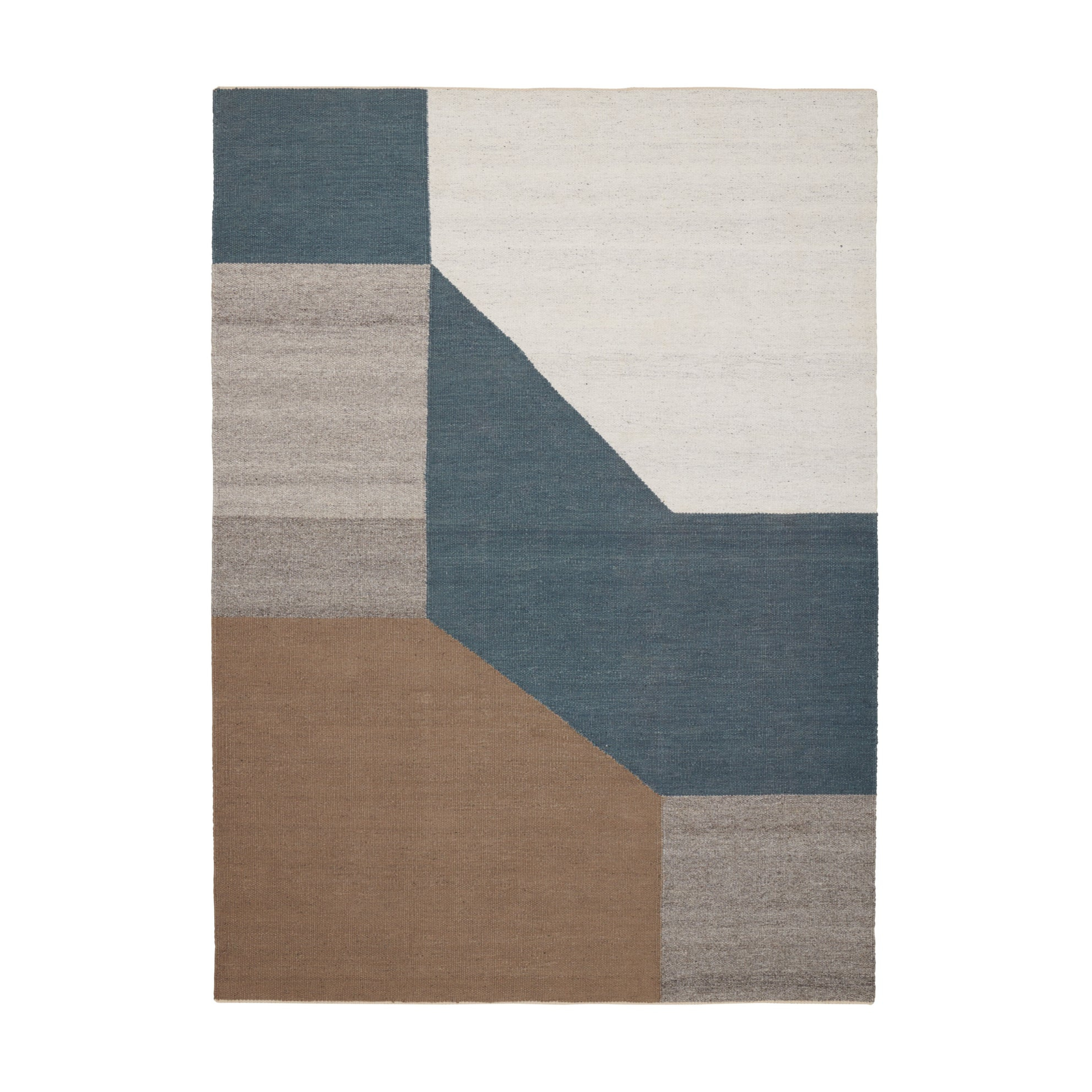 Teppich BLOCCHI - SKY blau mit beige