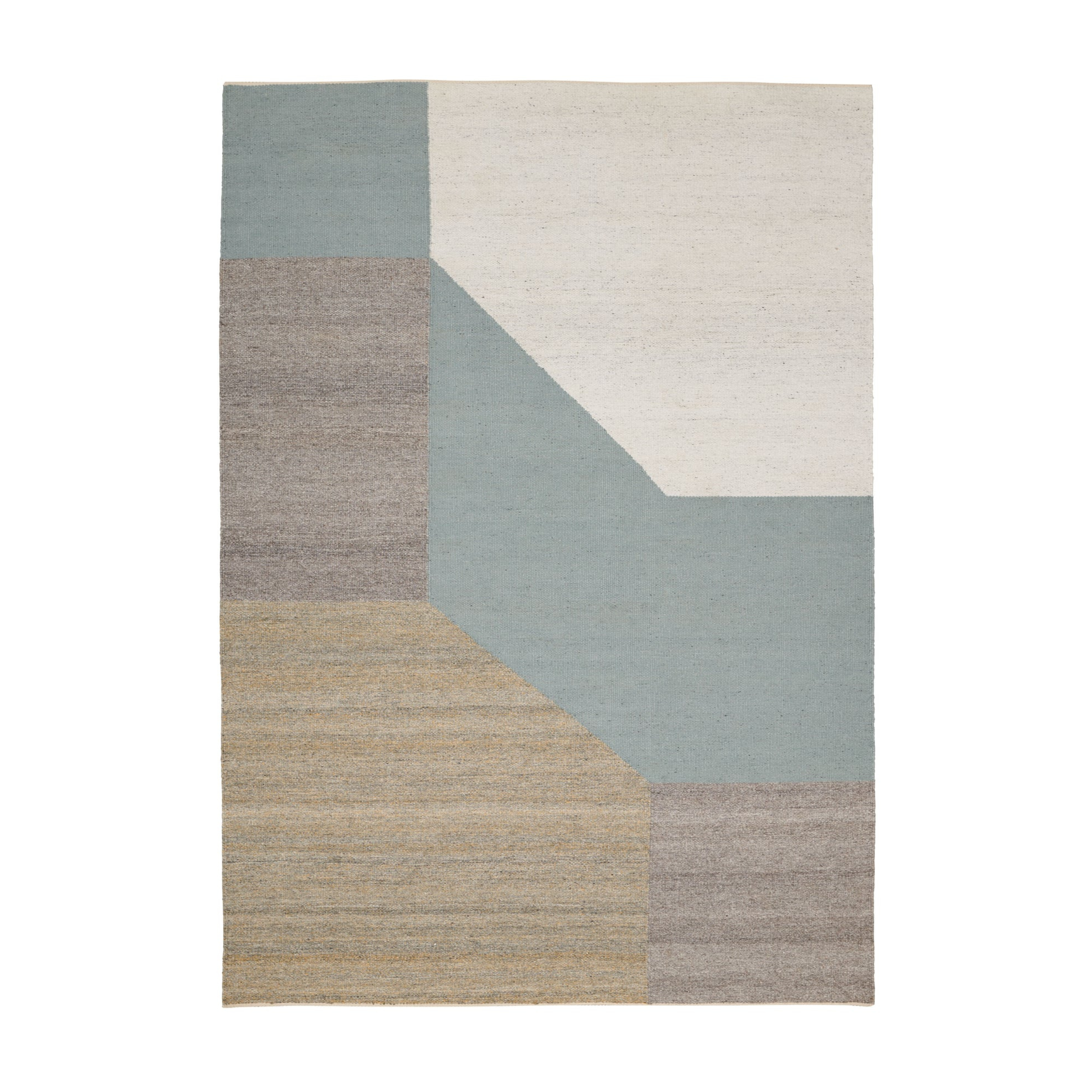 Vloerkleed BLOCCHI - AQUA beige met zeegroene tint