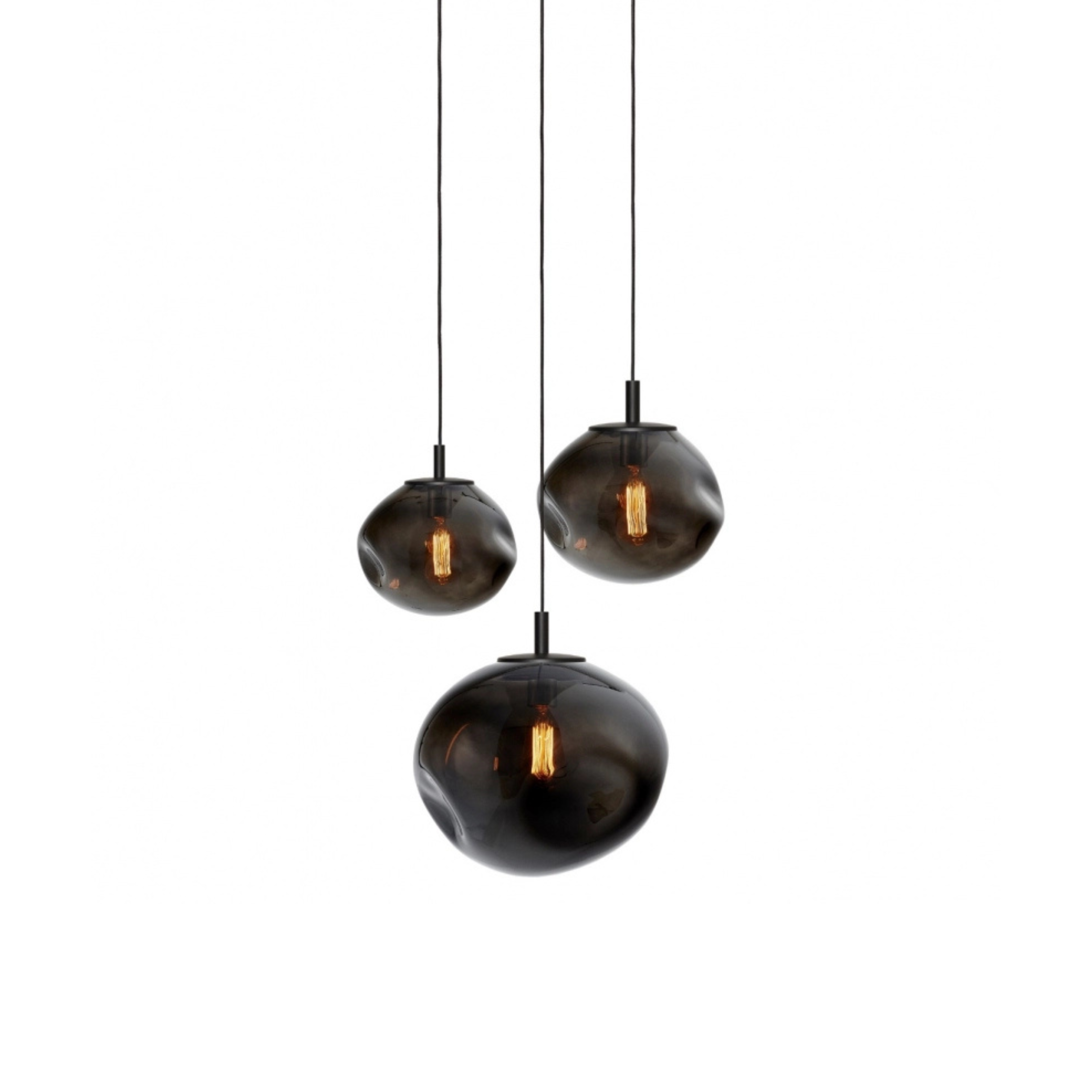 AVIA 3 three-point pendant lamp smoky black with black finish