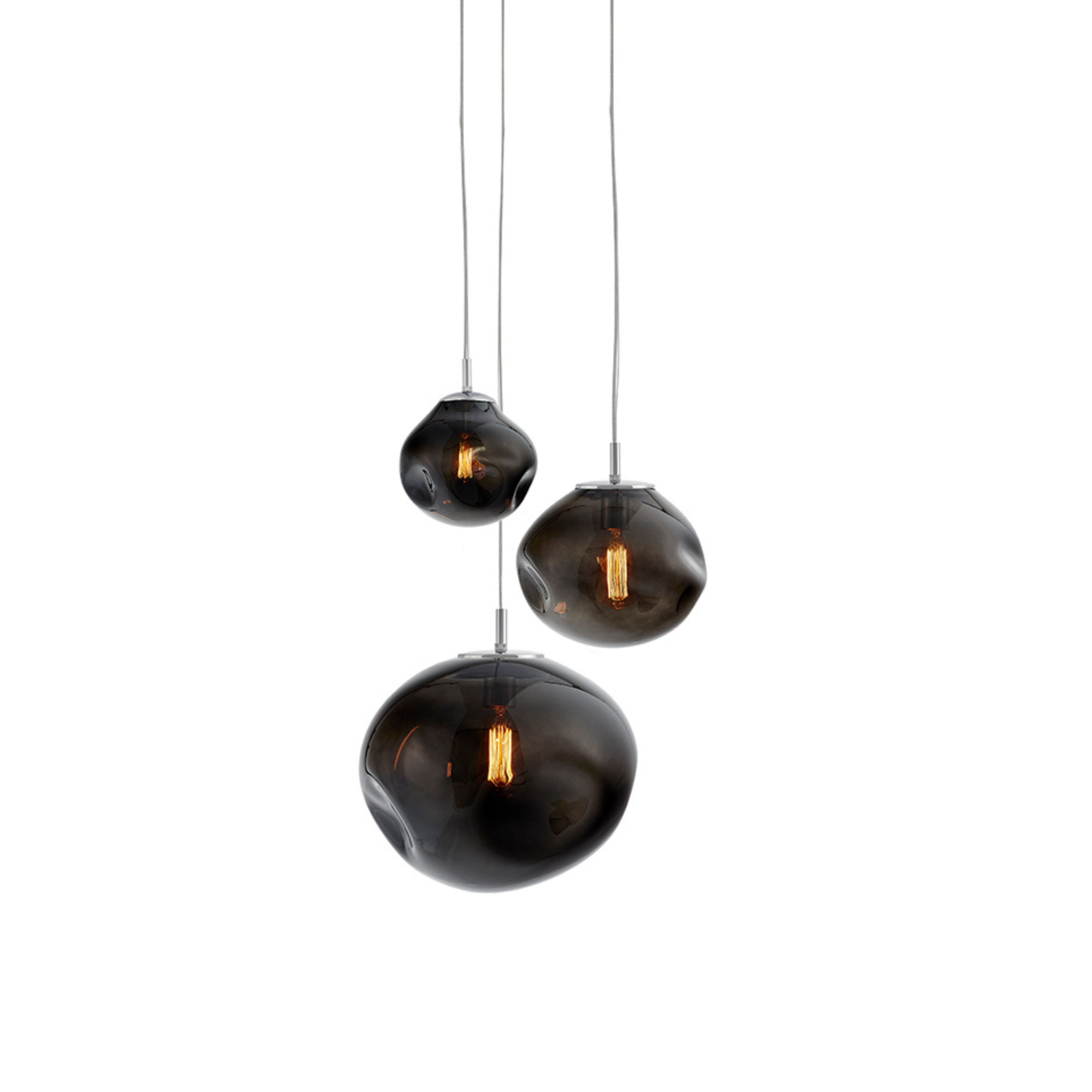 Hanglamp met drie punten AVIA 3 rookzwart met zilveren afwerking