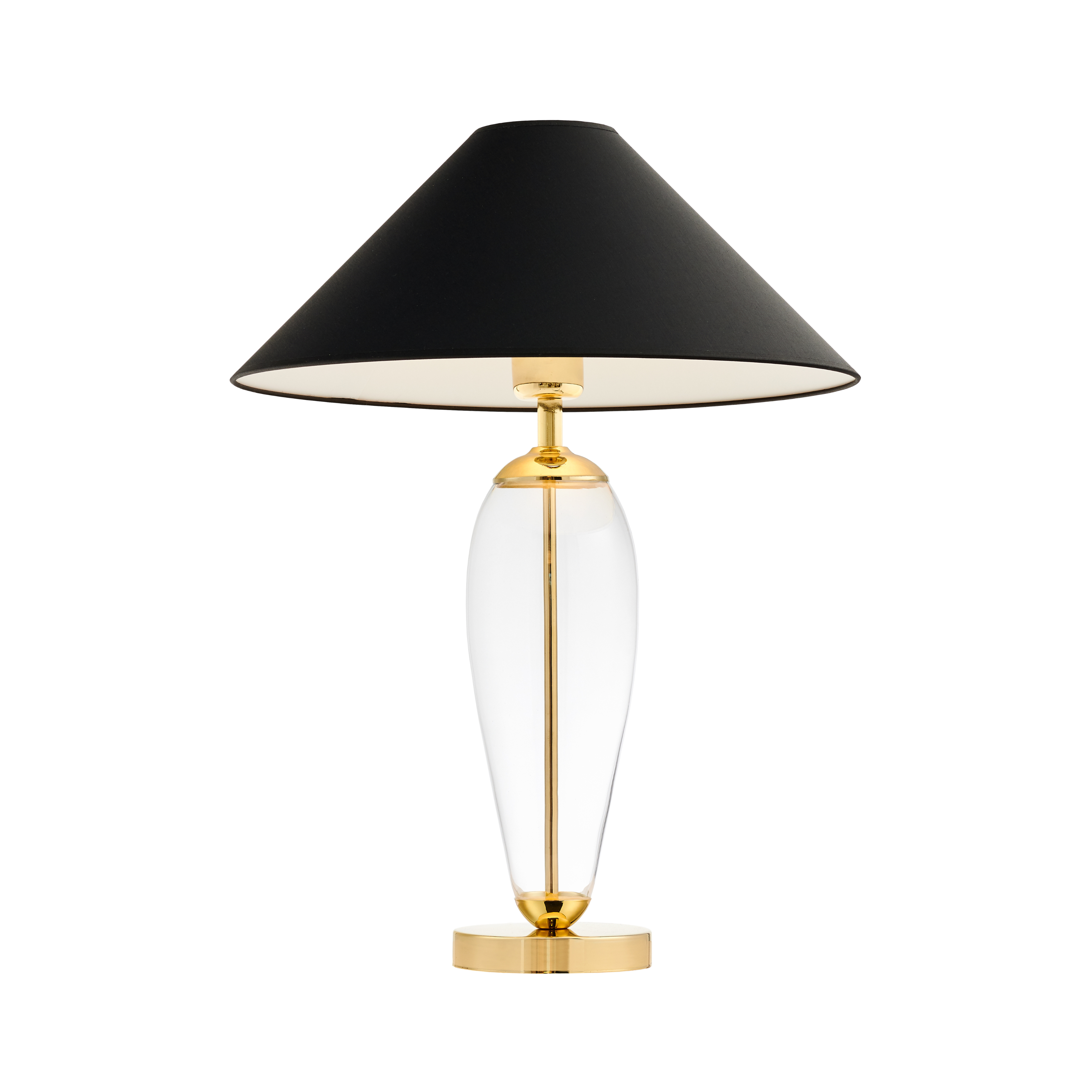 REA table lamp black with transparent base and gold finish