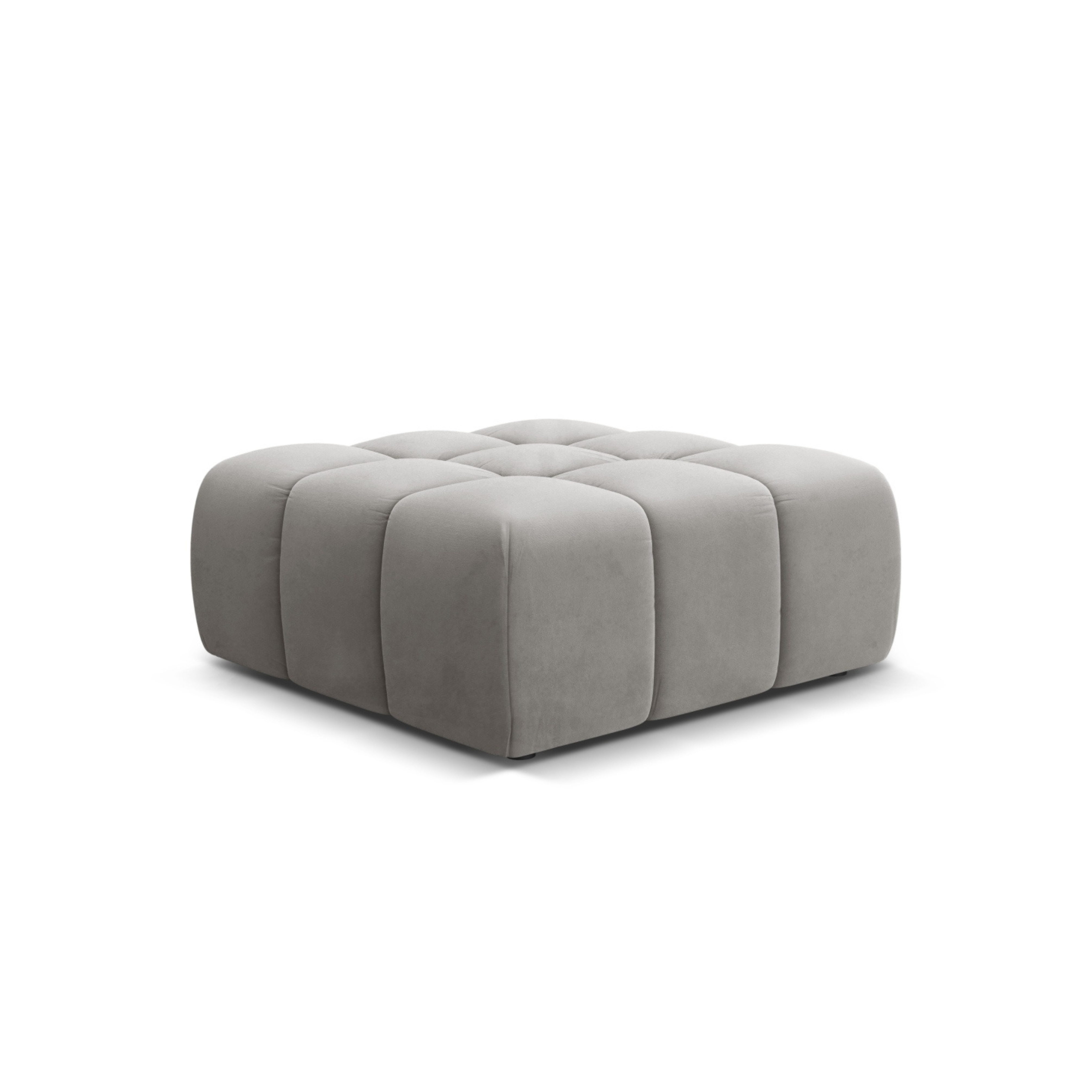 Puf van fluweel AGAVE grijs