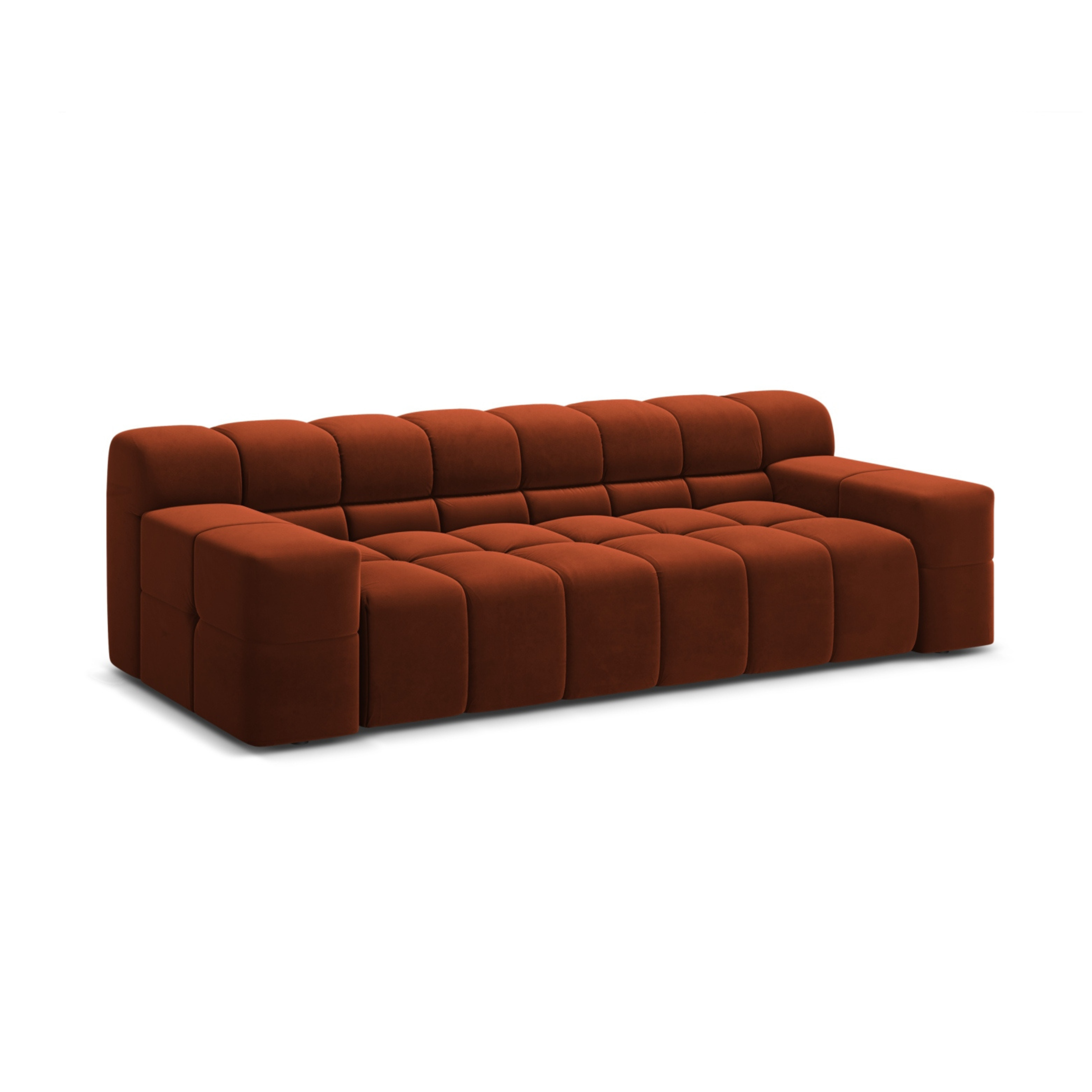 Sofa van fluweel 3-zits AGAVE baksteenrood