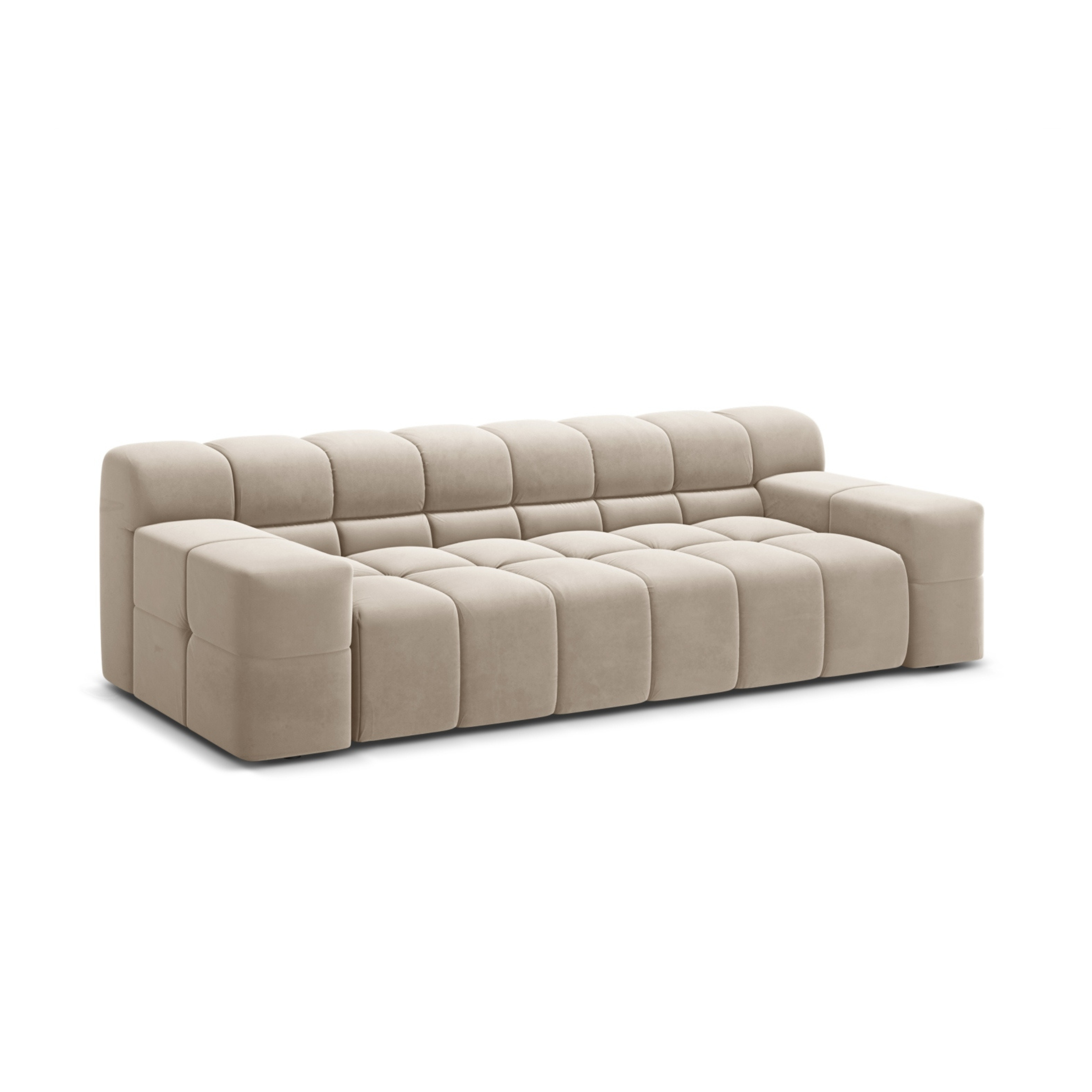 Sofa van fluweel 3-zits AGAVE lichtbeige