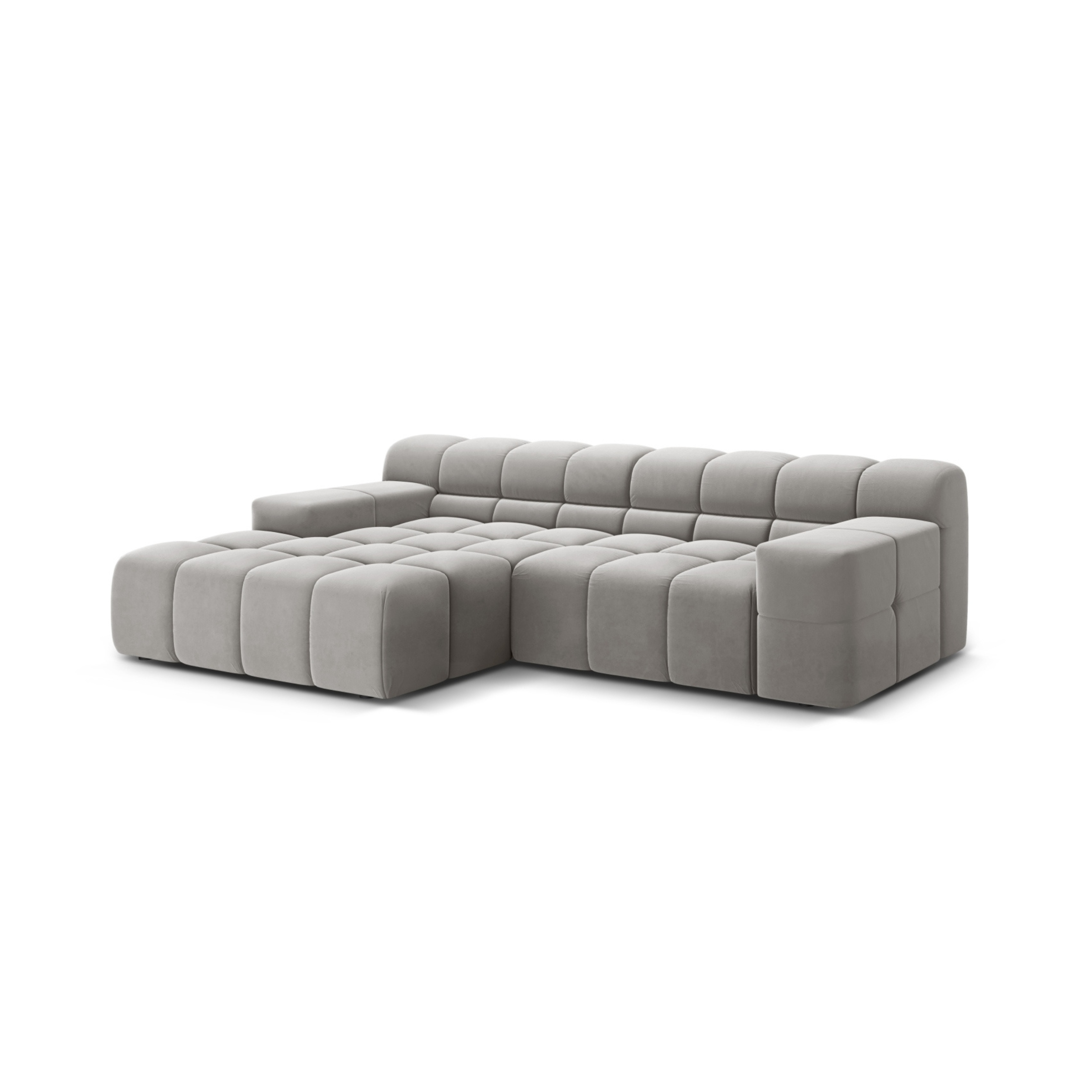 Left-facing 2-seater velvet corner sofa AGAVE gray