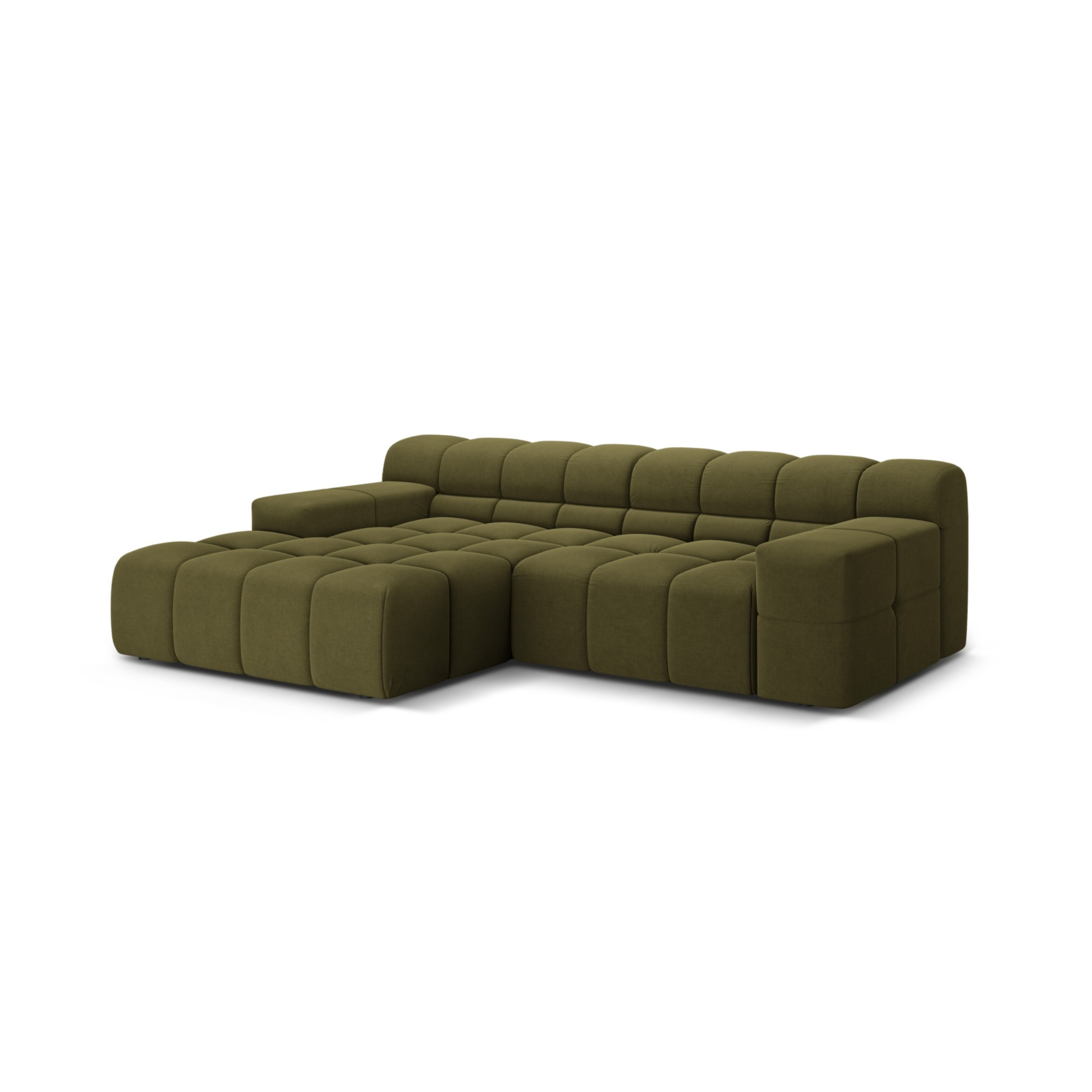 Left-facing 2-seater sofa AGAVE green chenille