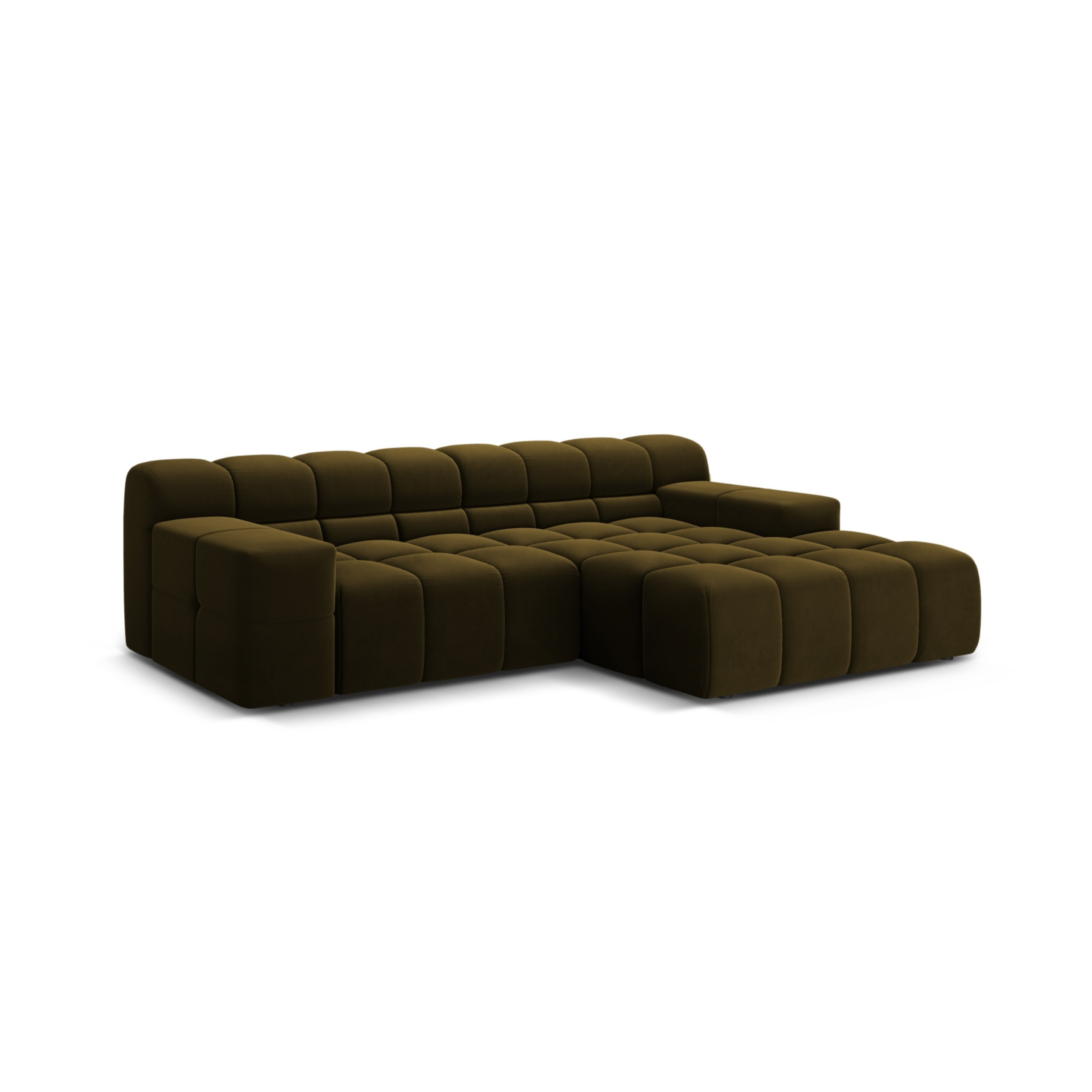 Green Right-Hand Velvet 2-Seater Sofa AGAVE