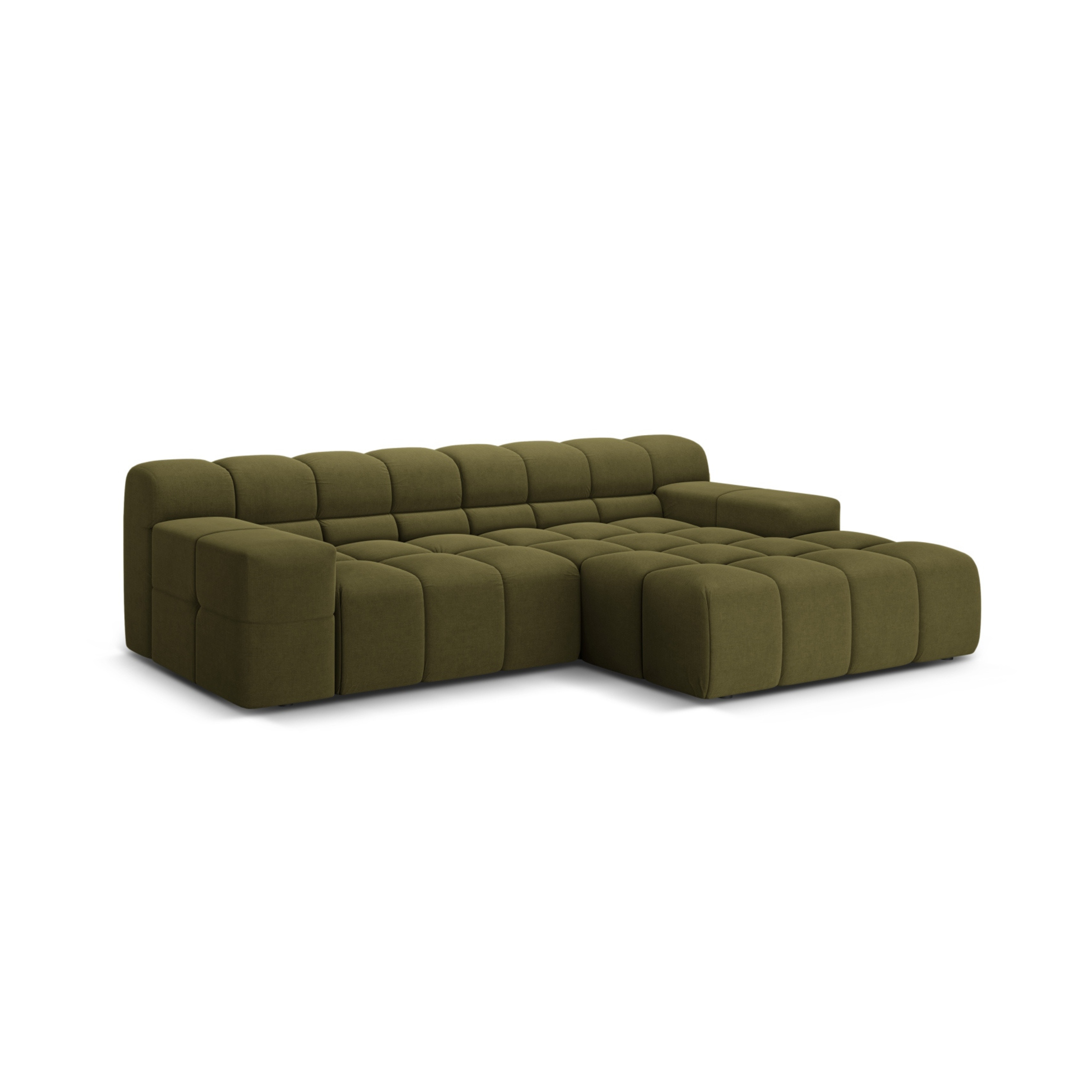 Right-facing 2-seater sofa AGAVE green chenille
