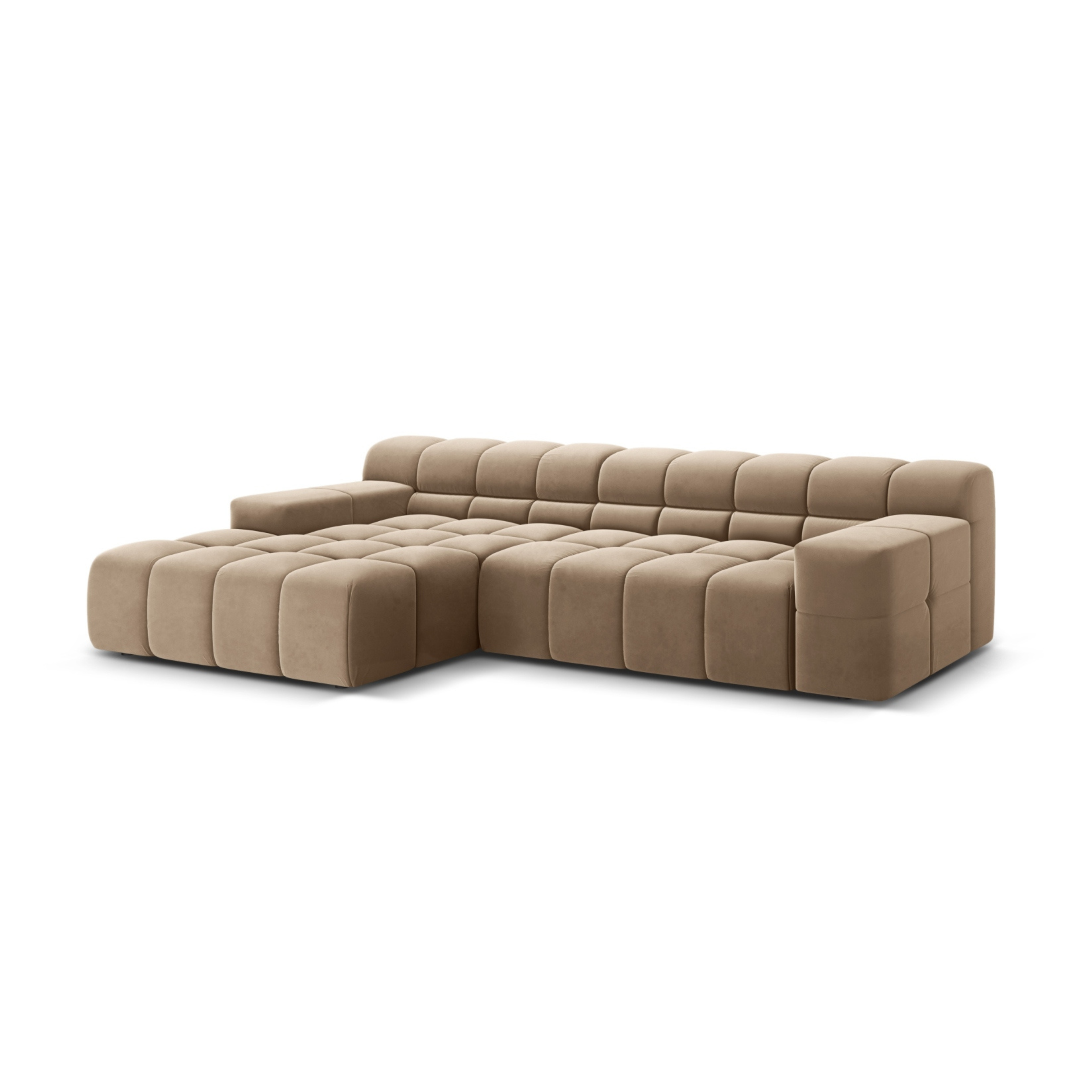Left-facing 3-seater velvet corner sofa AGAVE beige