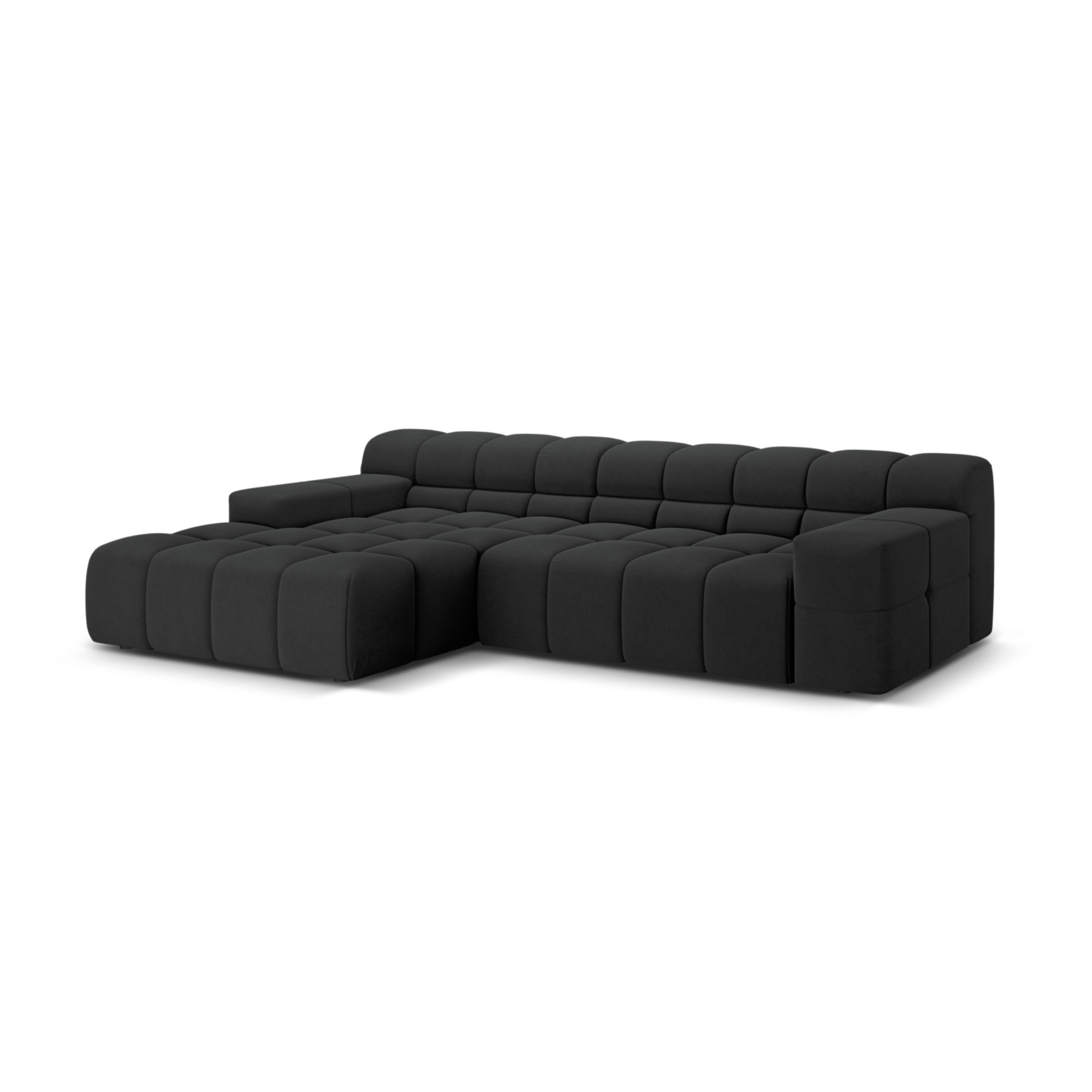 Left-facing 3-seater sofa AGAVE in anthracite chenille