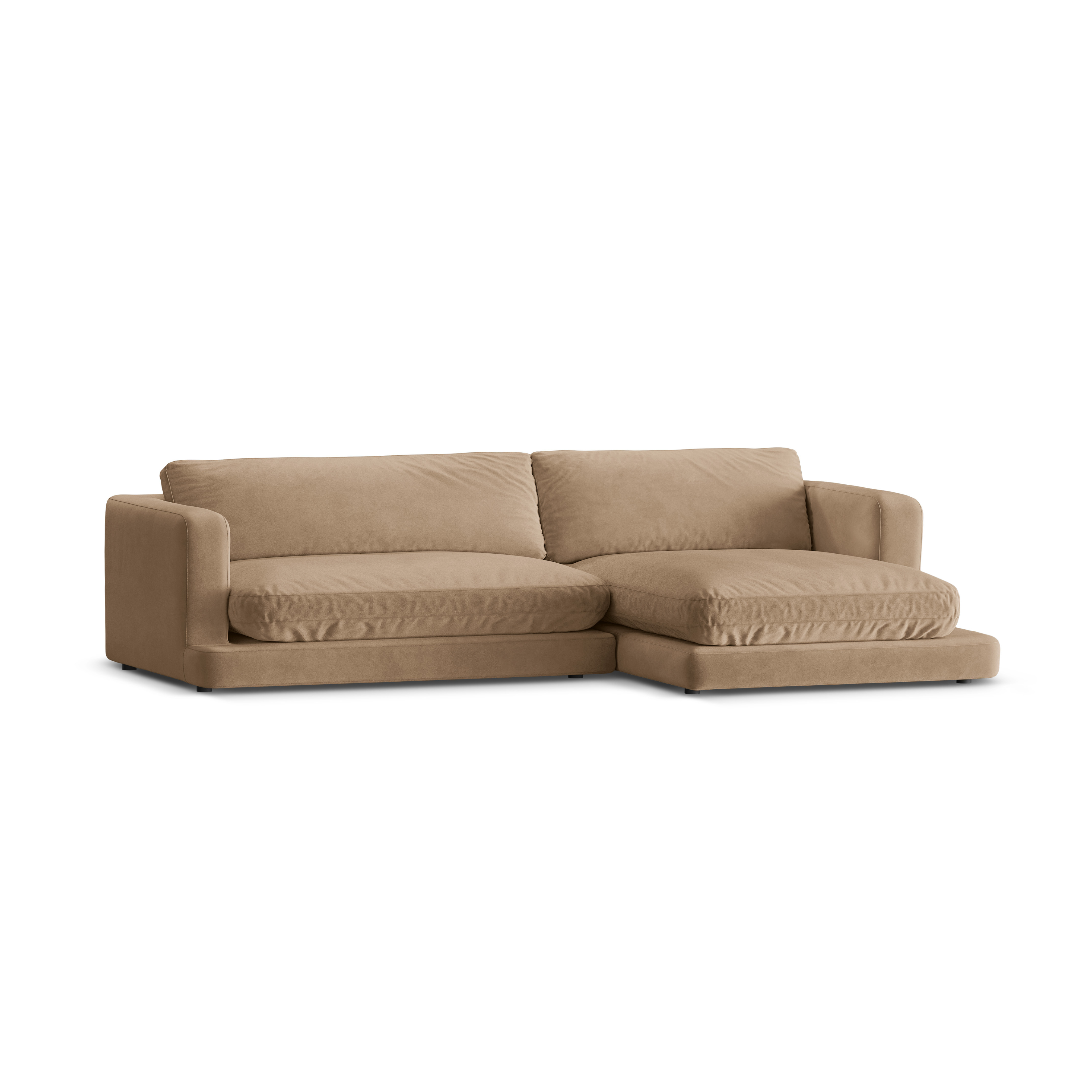 Right-facing velvet corner sofa DAPHNE beige
