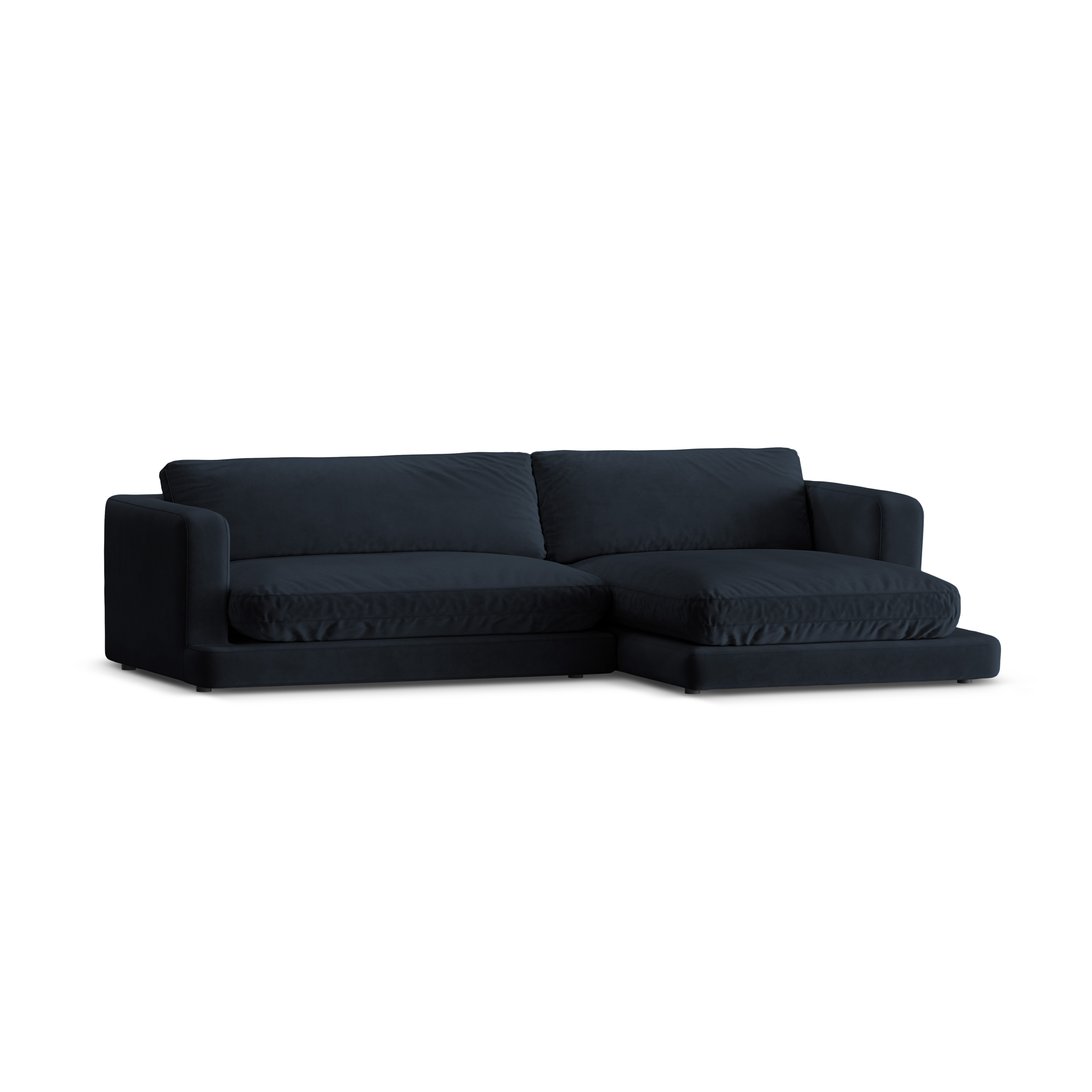 Samt-Ecksofa rechts DAPHNE marineblau