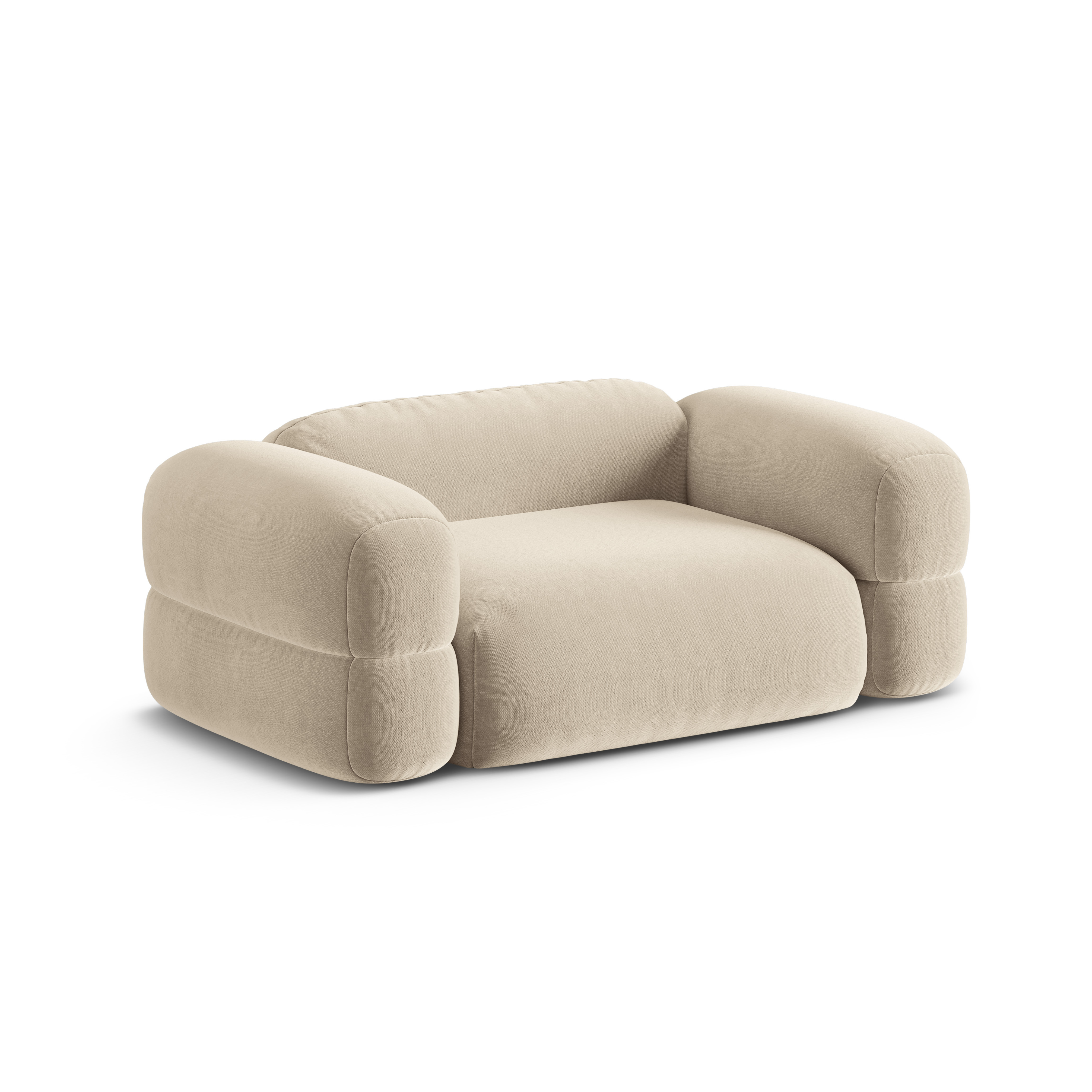 Sofa van fluweel voor 2 personen ROGER lichtbeige