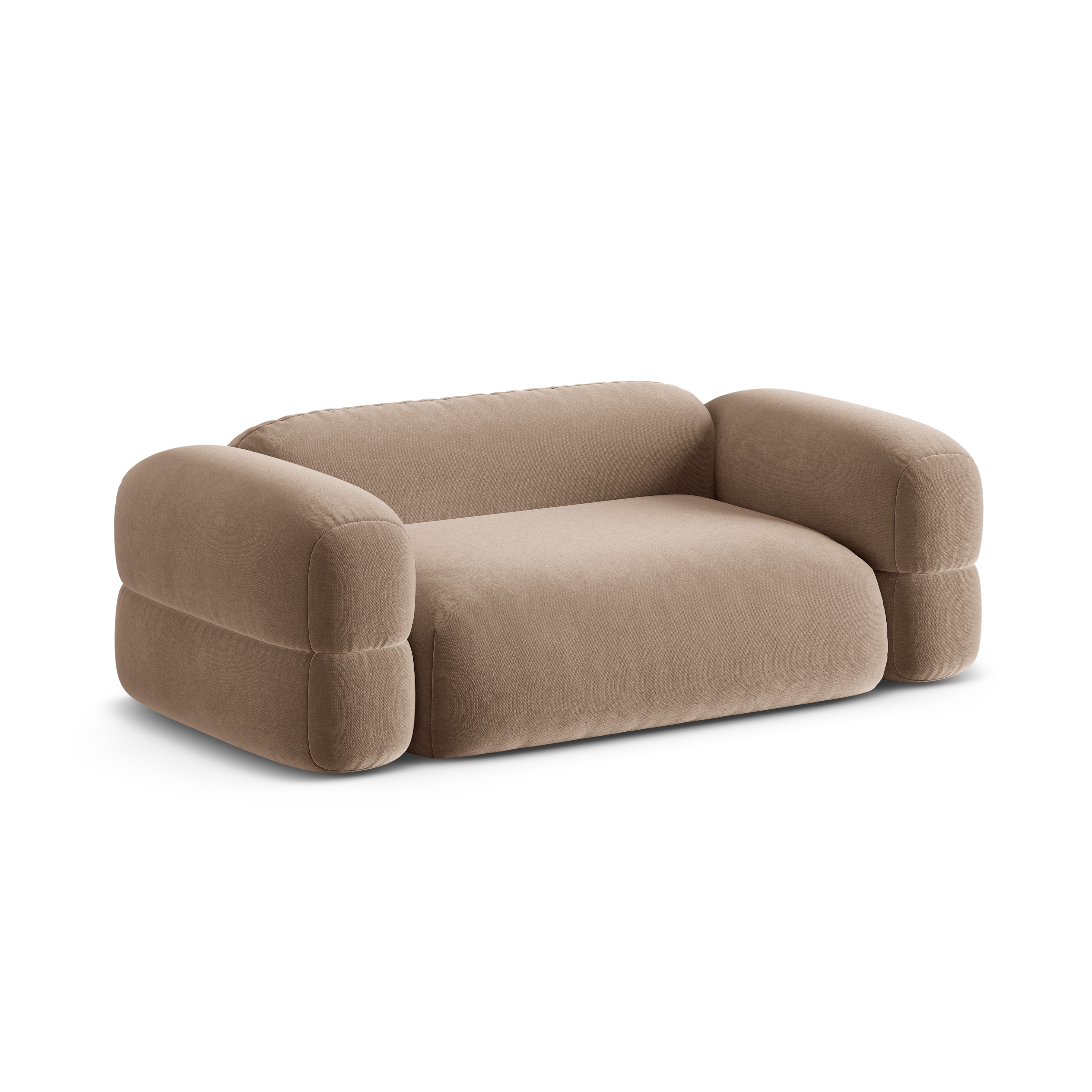 Sofa aus Samt 3-sitzig ROGER dunkelbeige