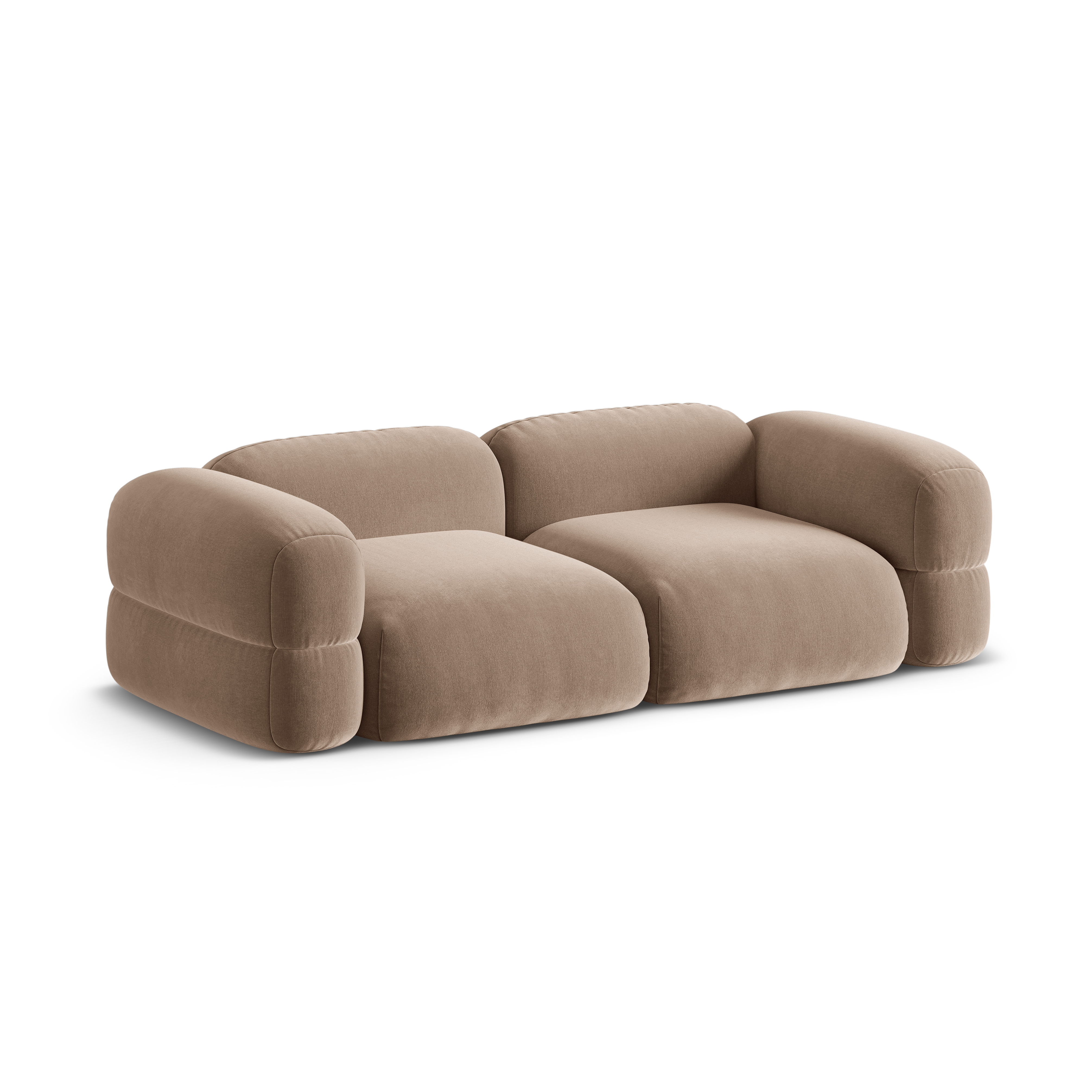 Sofa van fluweel voor 4 personen ROGER donkerbeige