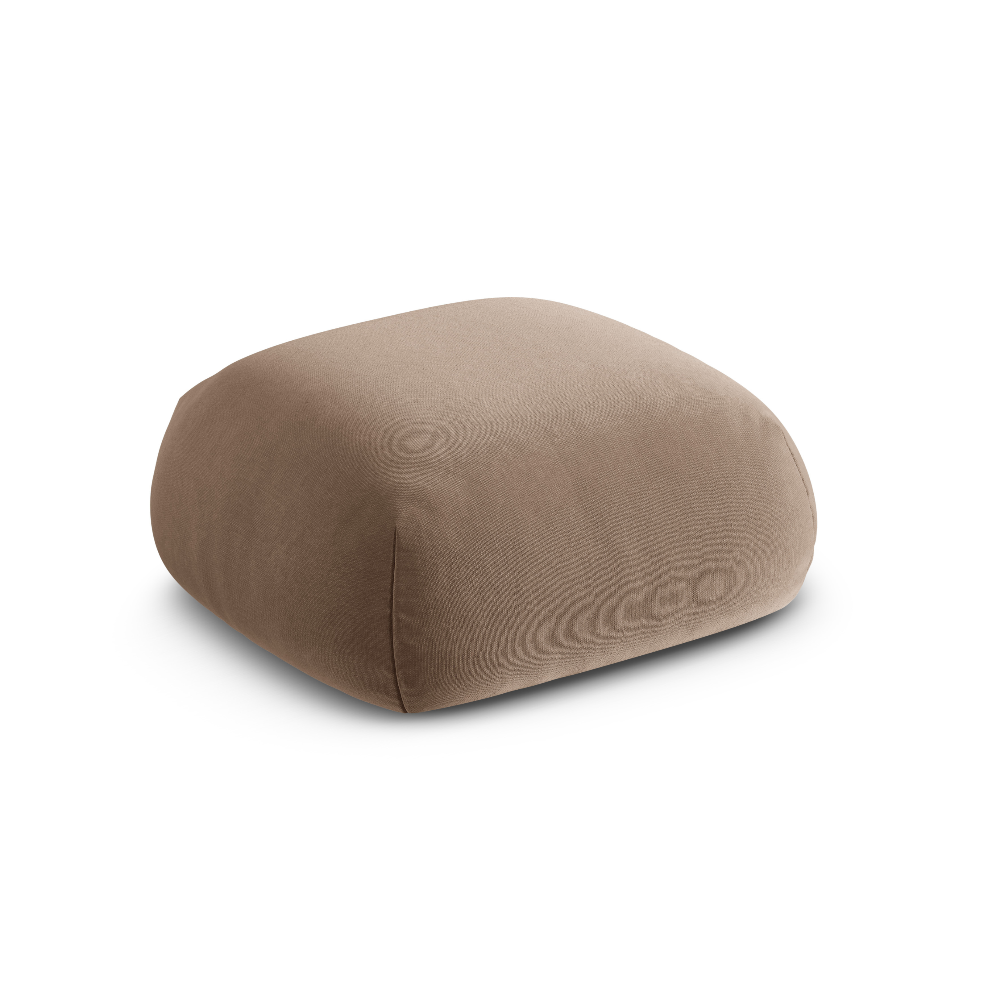 Fluwelen poef ROGER donkerbeige