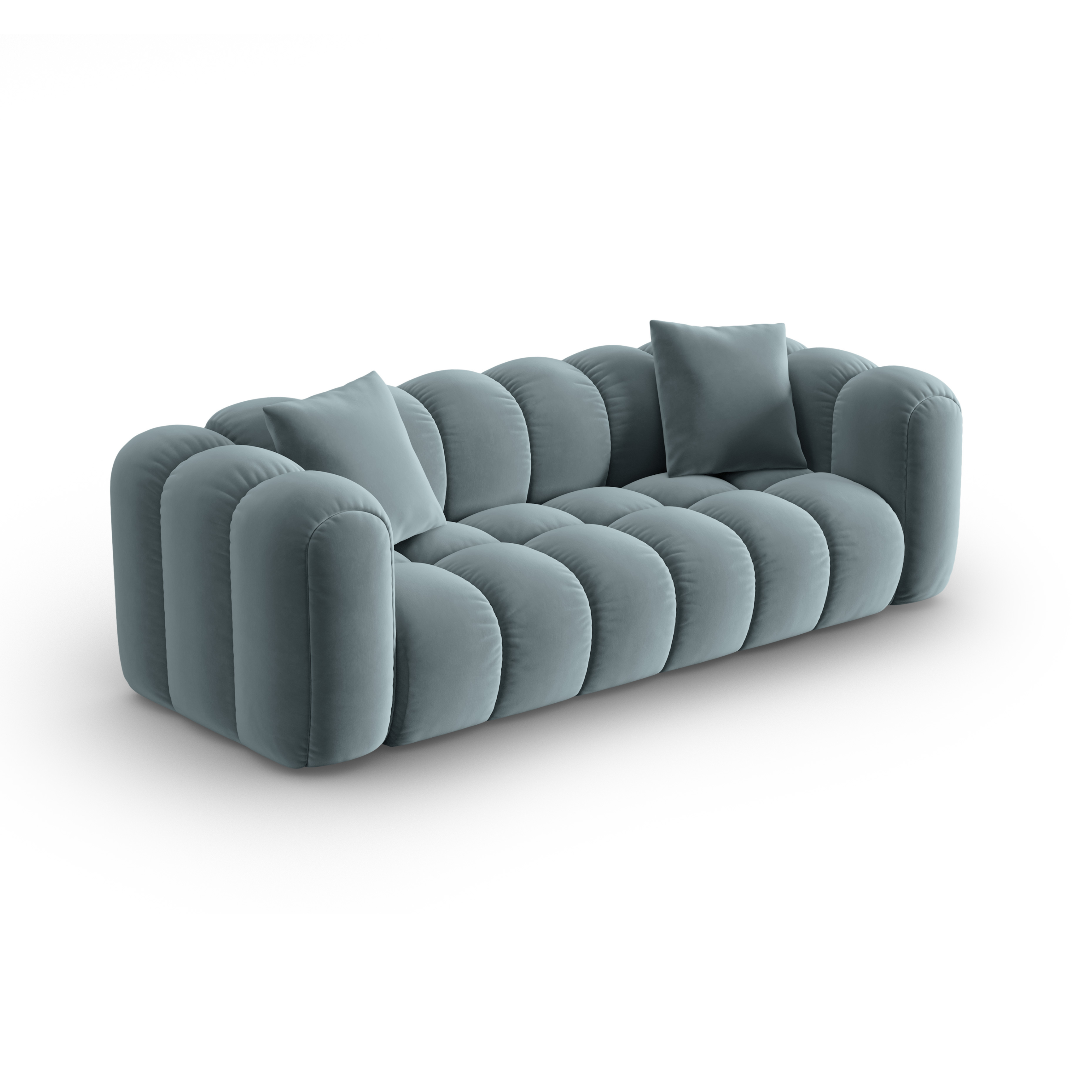 Sofa van fluweel voor 4 personen ASTRO lichtblauw