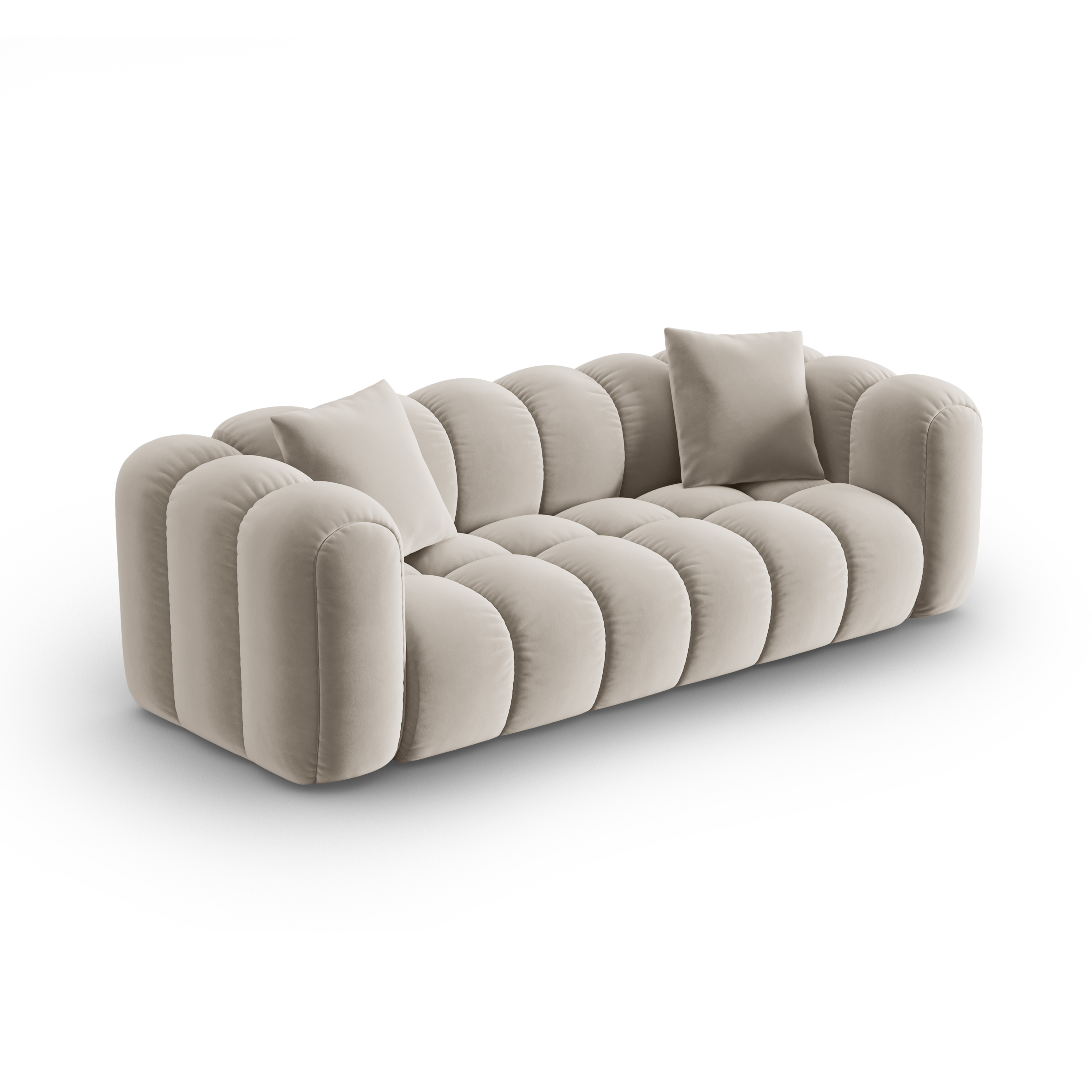 Sofa aus Samt für 4 Personen ASTRO ecru