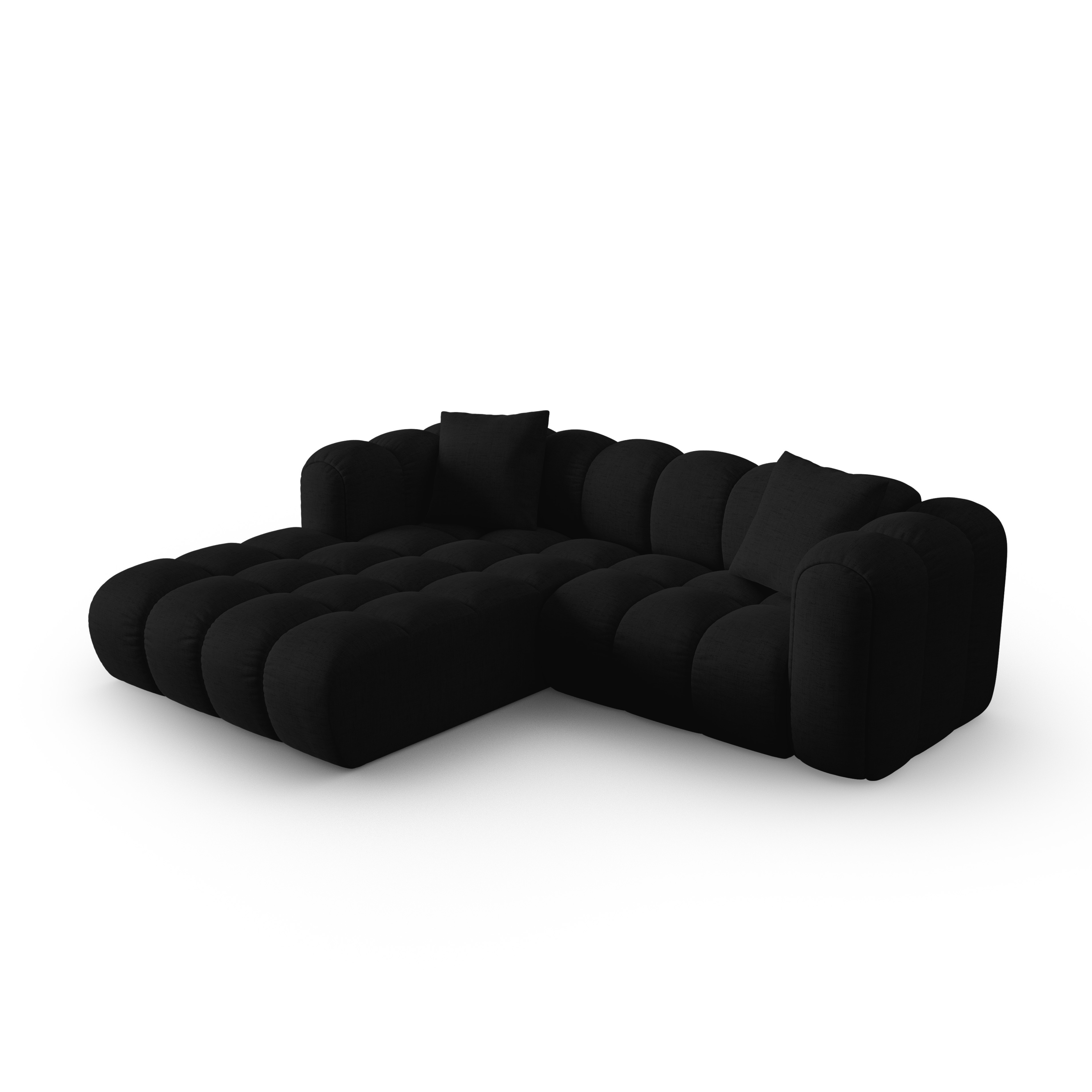3-sitziger linker Ecksofa ASTRO schwarzer Chenille
