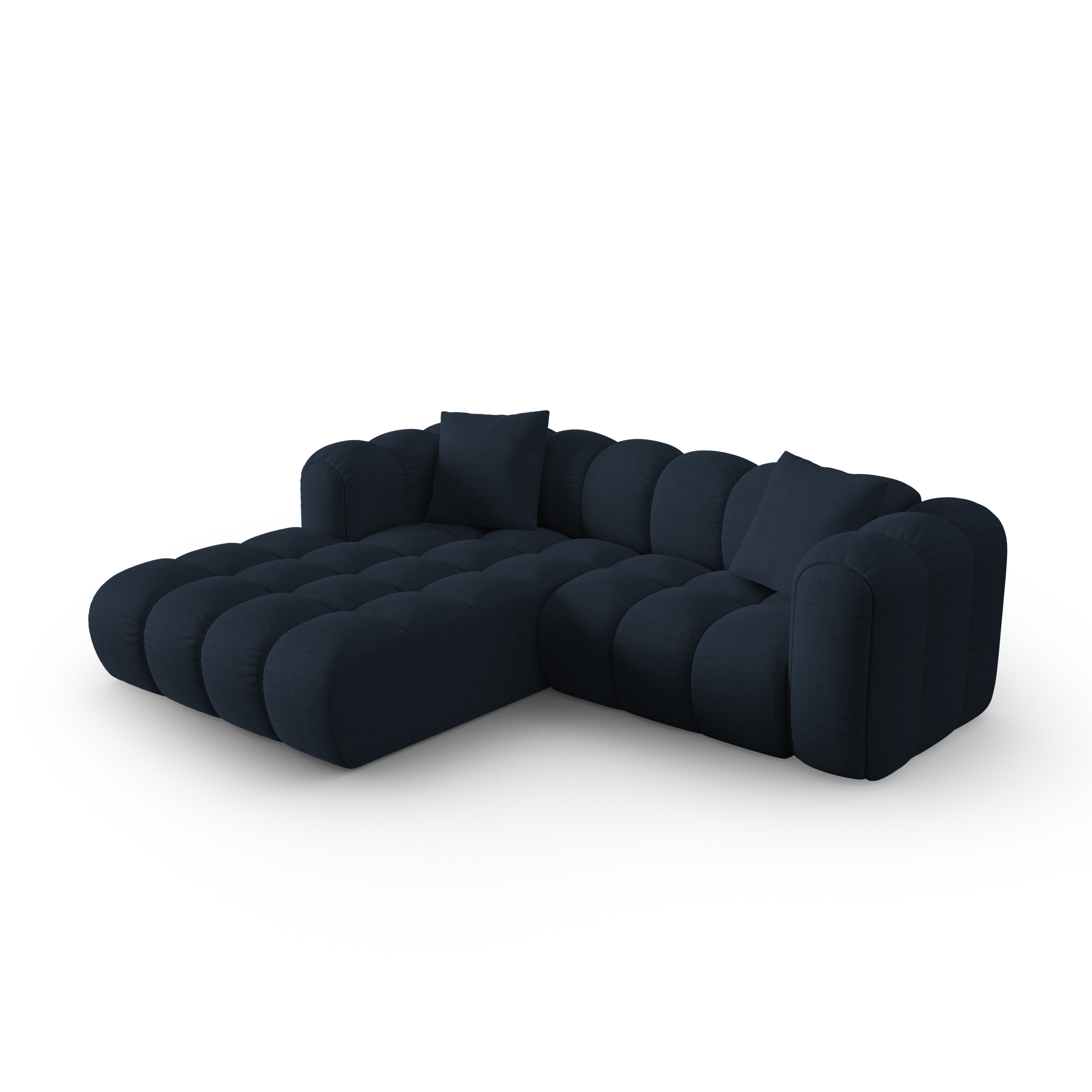 3-sitziger linksseitiger Ecksofa ASTRO königliches marineblaues Chenille